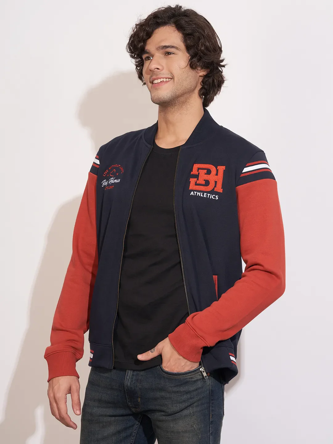 Navy Regular Fit Round Neck Men's Sweatshirt by Being Human Clothing - Image 2