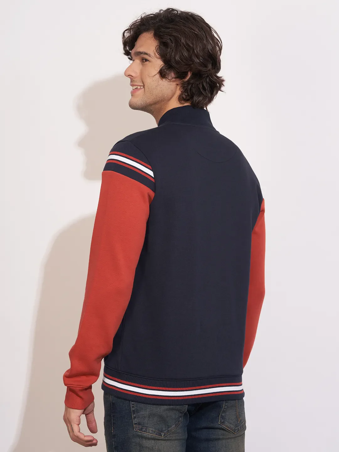 Navy Regular Fit Round Neck Men's Sweatshirt by Being Human Clothing - Image 3