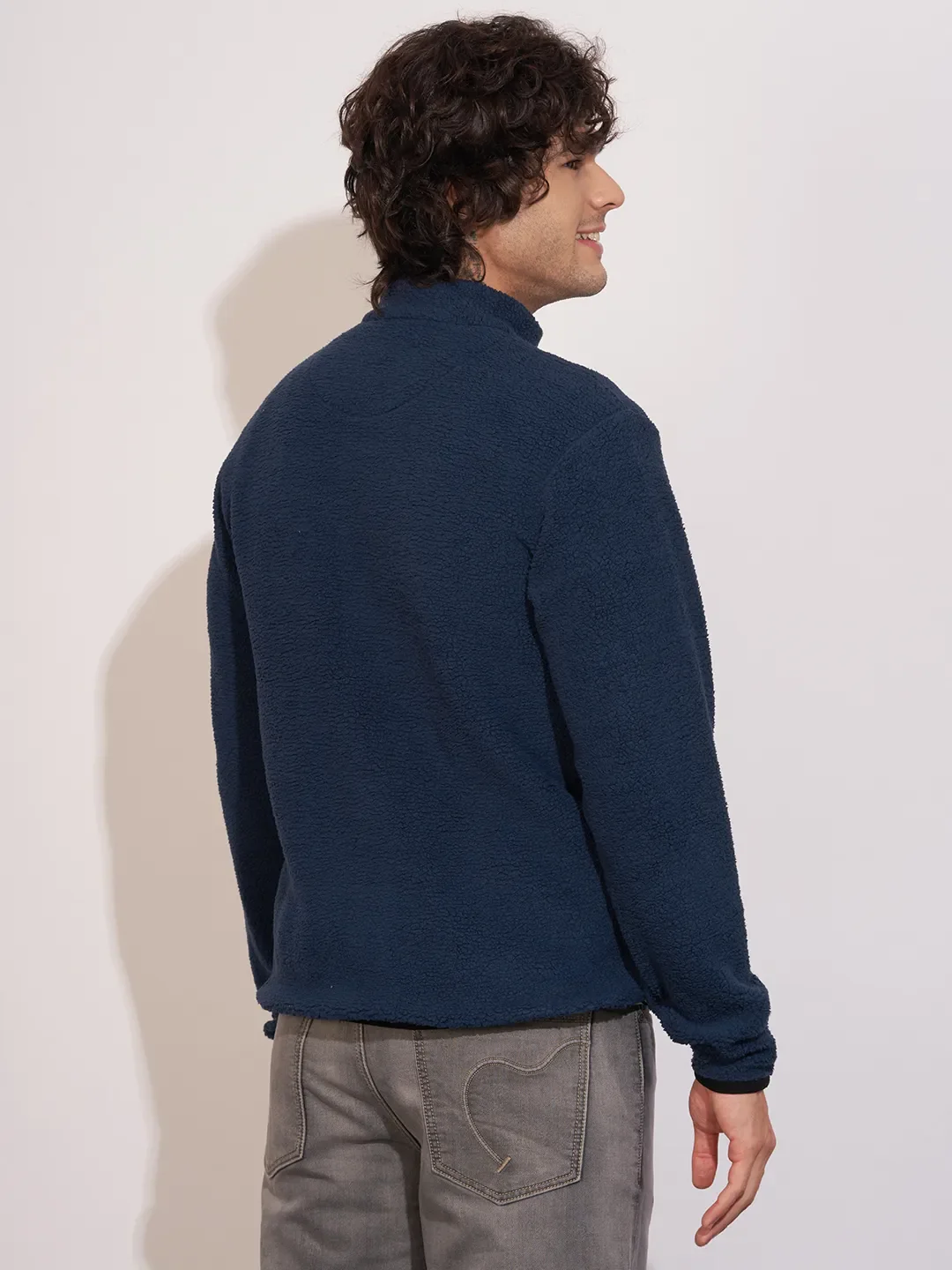Navy Regular Fit Round Neck Men's Sweatshirt by Being Human Clothing - Image 3