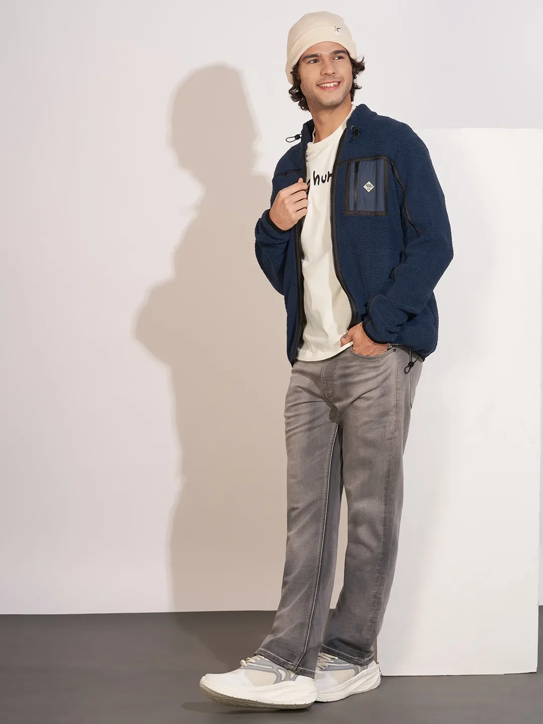 Navy Regular Fit Round Neck Men's Sweatshirt by Being Human Clothing - Image 4