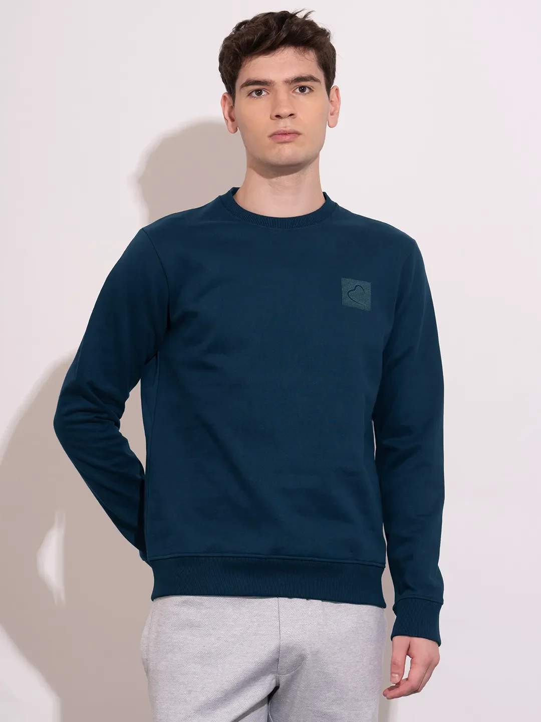 Navy Regular Fit Round Neck Men's Sweatshirt by Being Human Clothing