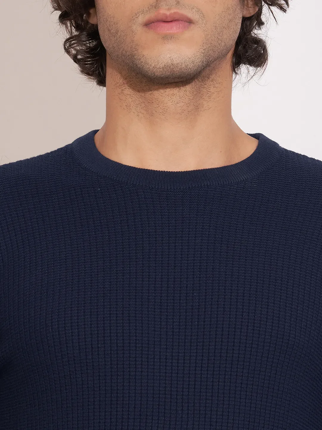 Navy Regular Fit Round Neck Men's Sweatshirt by Being Human Clothing - Image 5