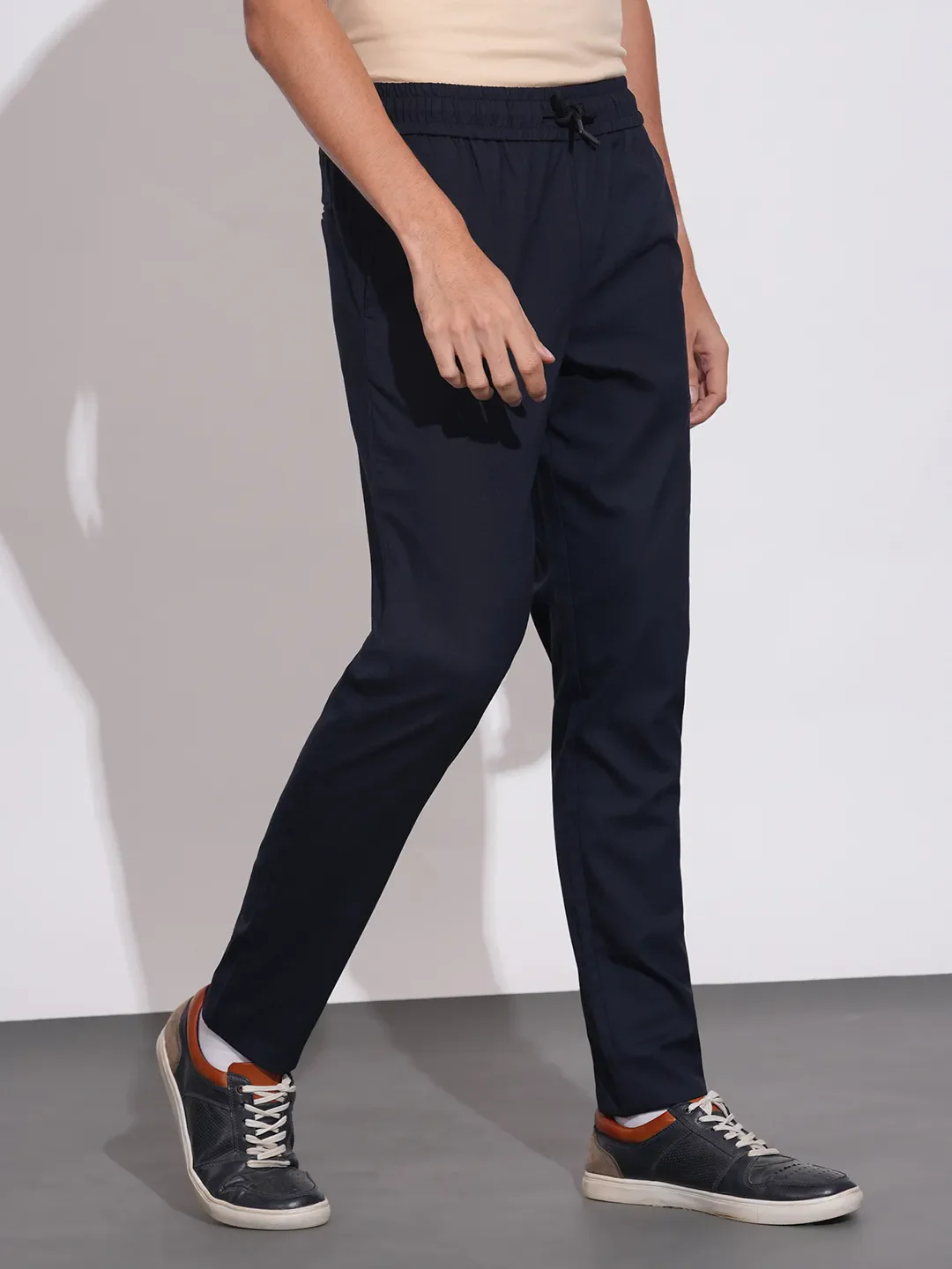 Navy Cropped Fit Chinos For Men By Being Human Clothing - Image 2