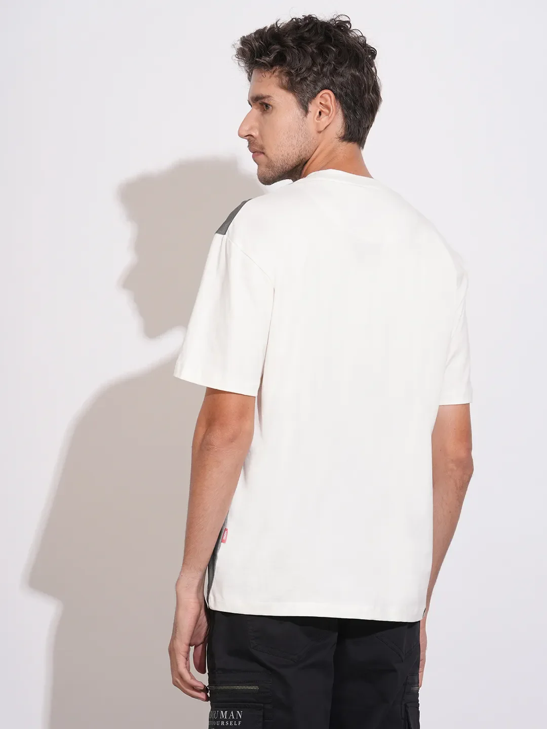 Off White Easy Fit Round Neck Men's T-Shirt by Being Human Clothing - Image 3