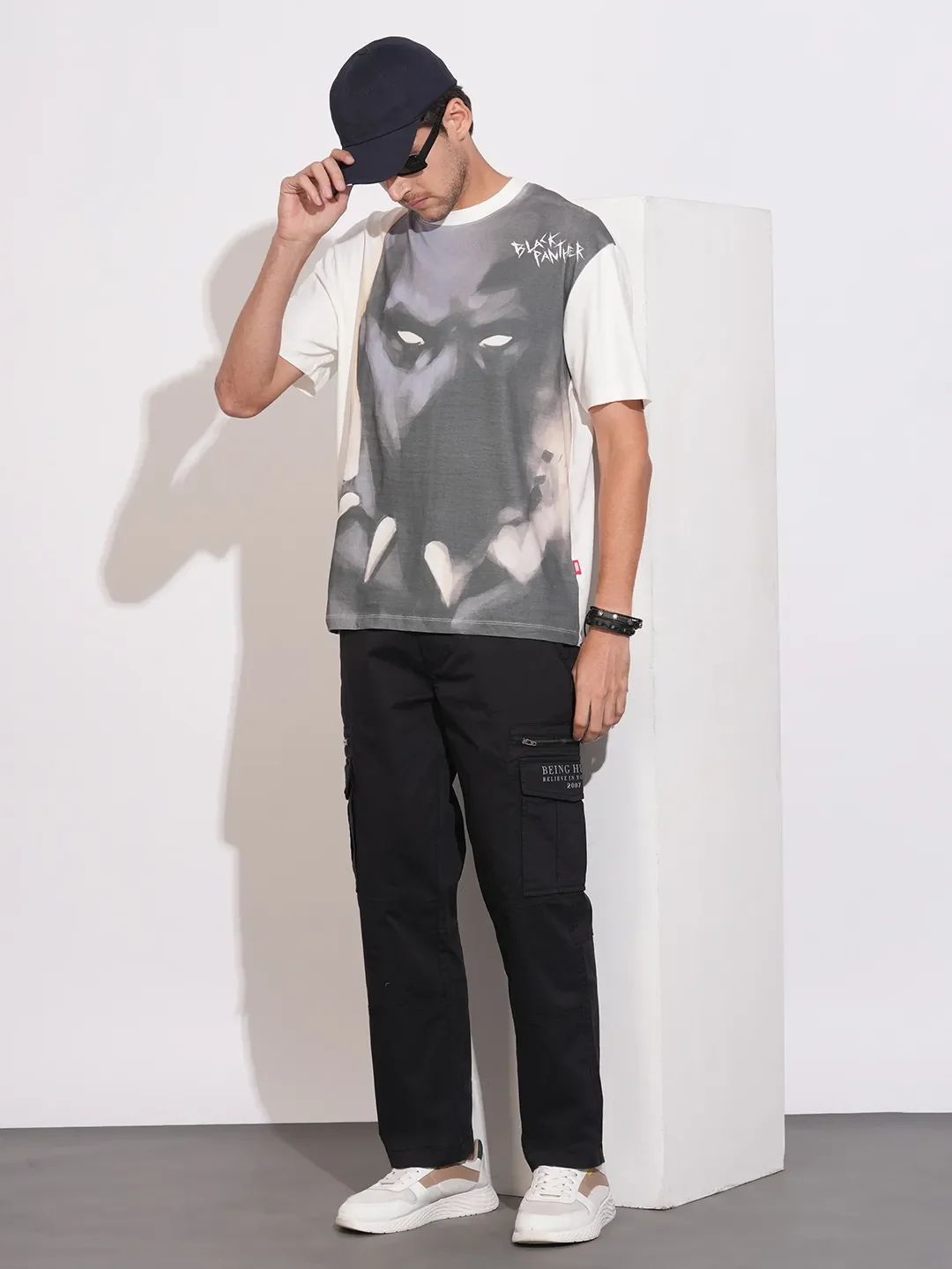 Off White Easy Fit Round Neck Men's T-Shirt by Being Human Clothing - Image 4