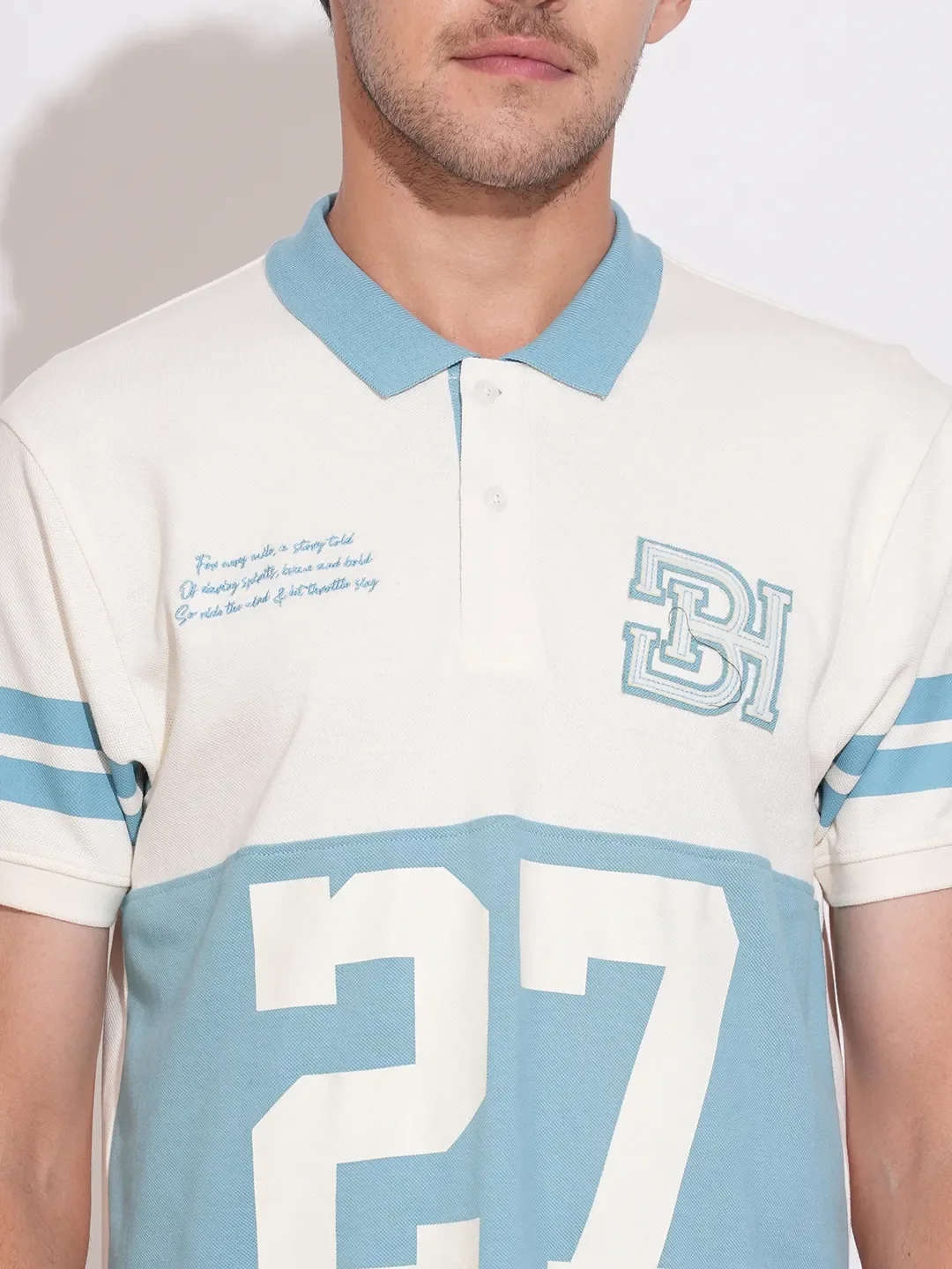 Off White Regular Fit Men's Polo T-Shirt by Being Human Clothing - Image 5