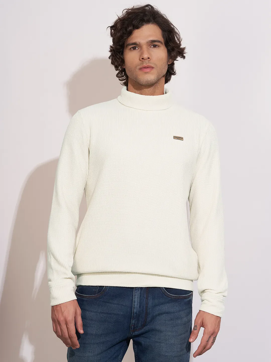 White Regular Fit Round Neck Long Sleeves Men's Sweatshirt by Being Human Clothing