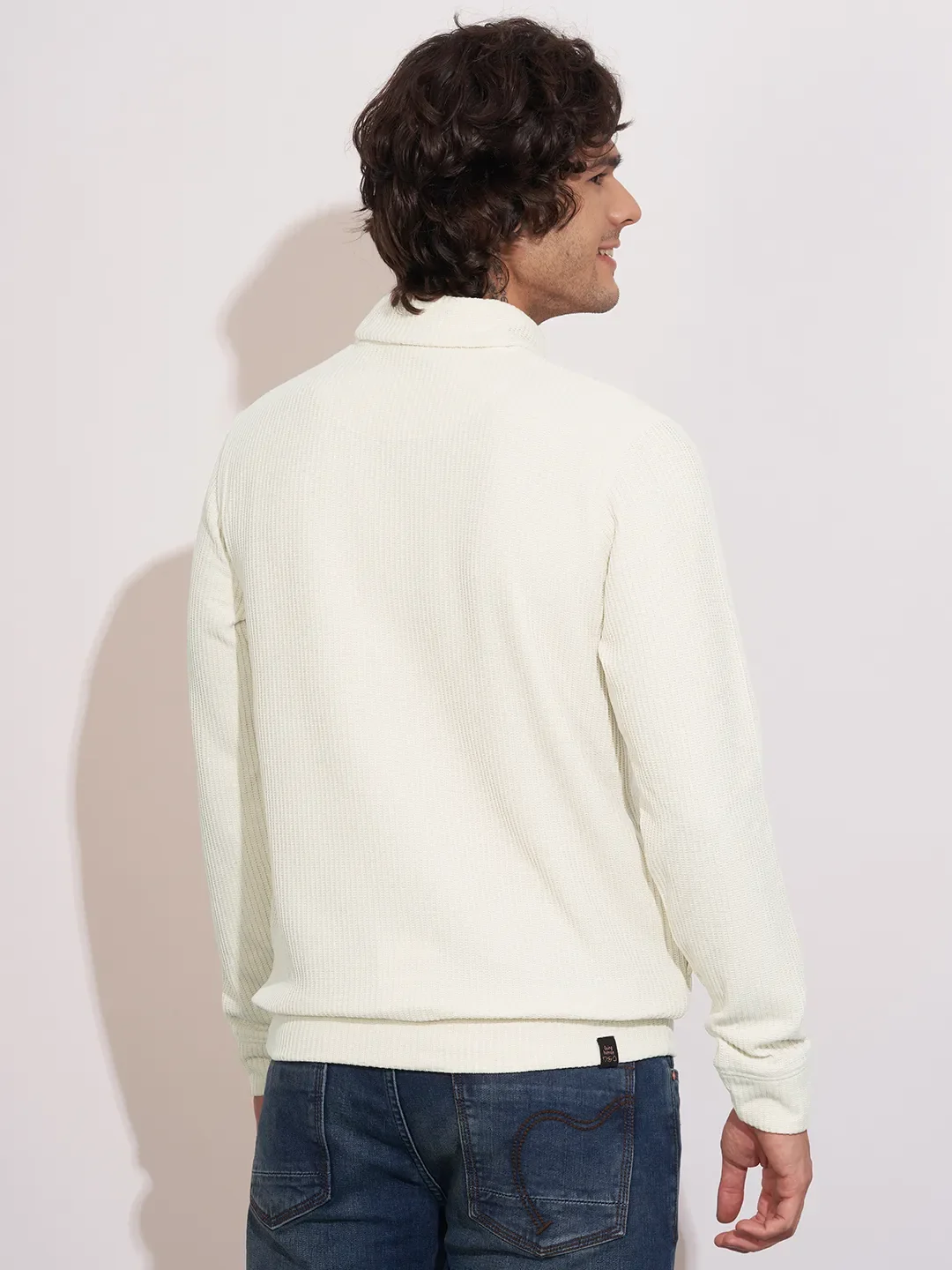 White Regular Fit Round Neck Long Sleeves Men's Sweatshirt by Being Human Clothing - Image 3