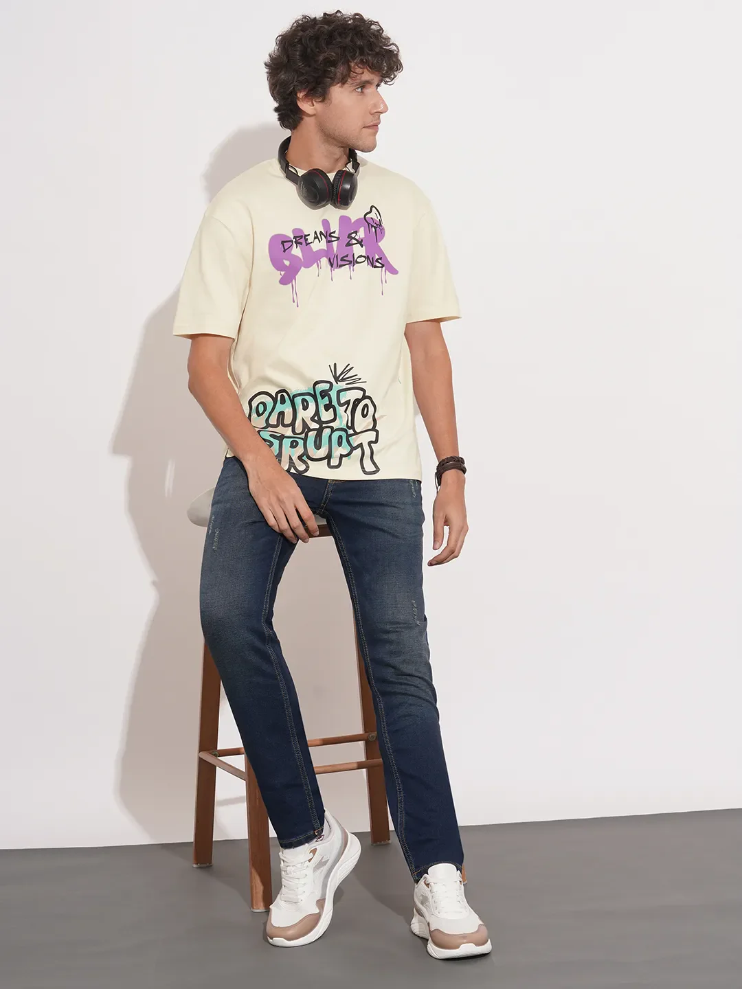 Off White Easy Fit Men's Short Sleeves T-Shirt by Being Human Clothing - Image 4