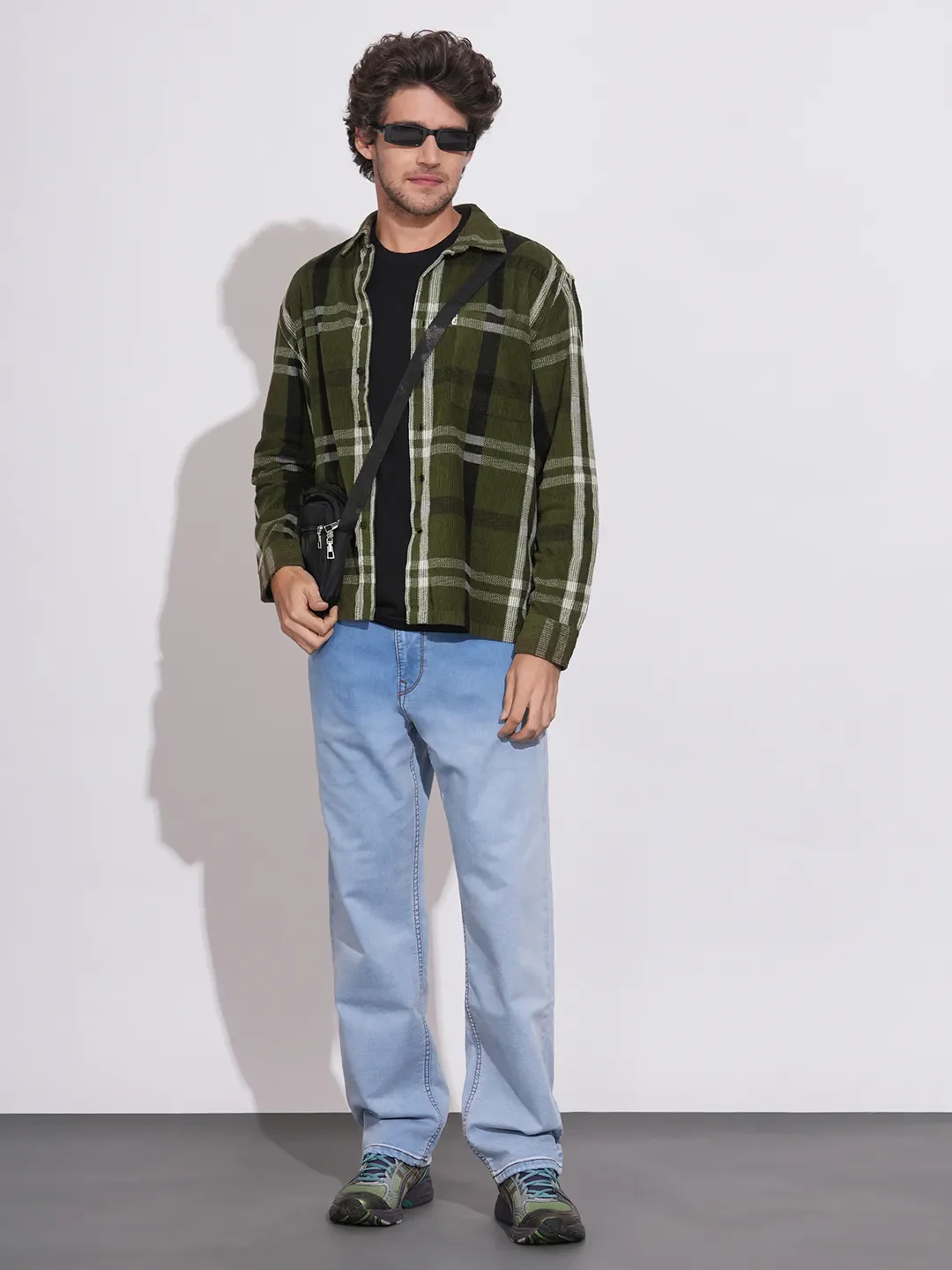 Olive Moderno Fit Regular Collar Men's Shirt by Being Human Clothing - Image 4