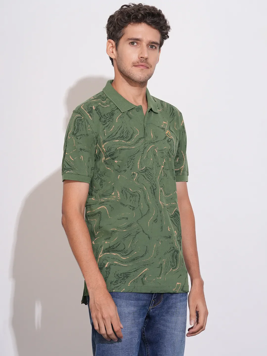 Olive Regular Fit Men's Polo T-Shirt by Being Human Clothing - Image 2