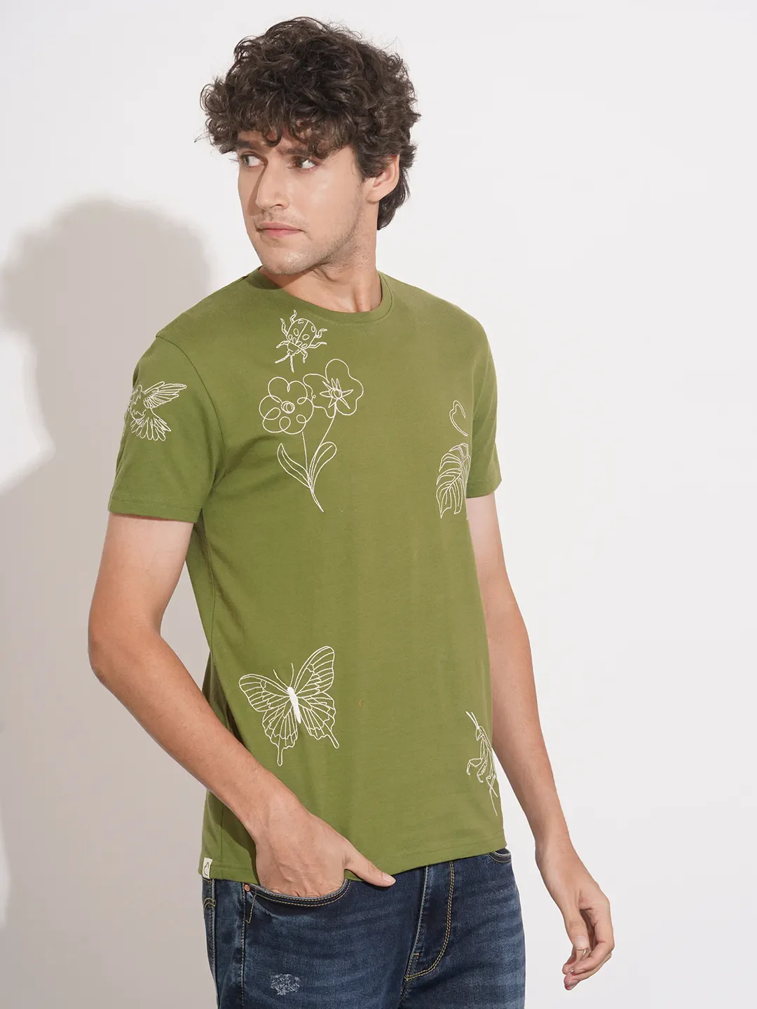 Blue Regular Fit Men's Short Sleeves T-Shirt by Being Human Clothing - Image 2