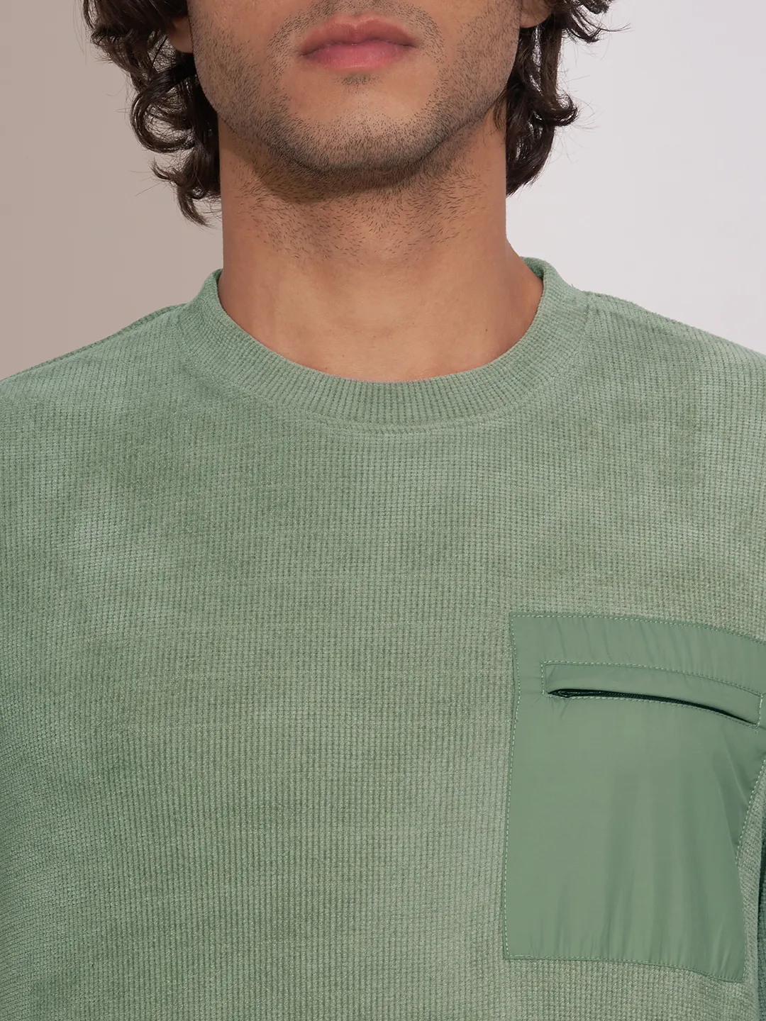 Olive Regular Fit Round Neck Long Sleeves Men's Sweatshirt by Being Human Clothing - Image 5