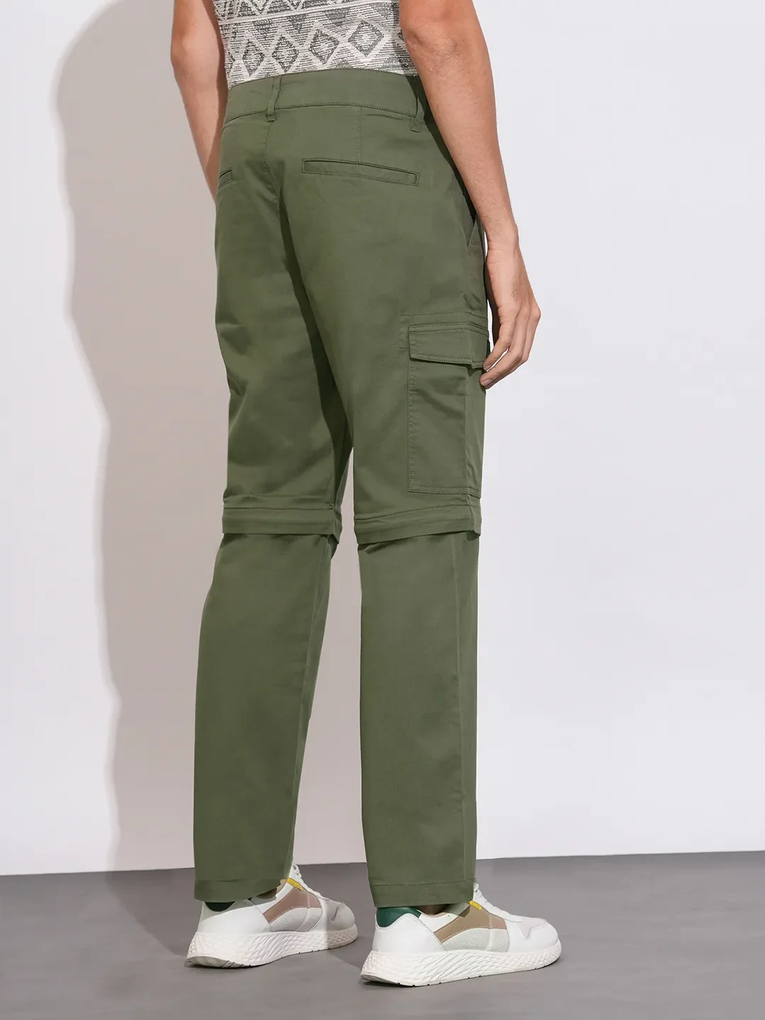 Olive Regular Fit Cargos for Men By Being Human Clothing - Image 3