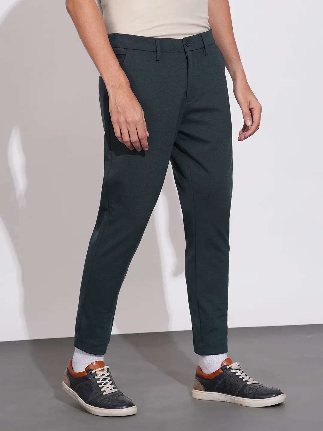 Petrol Cropped Fit Chinos For Men By Being Human Clothing - Image 2