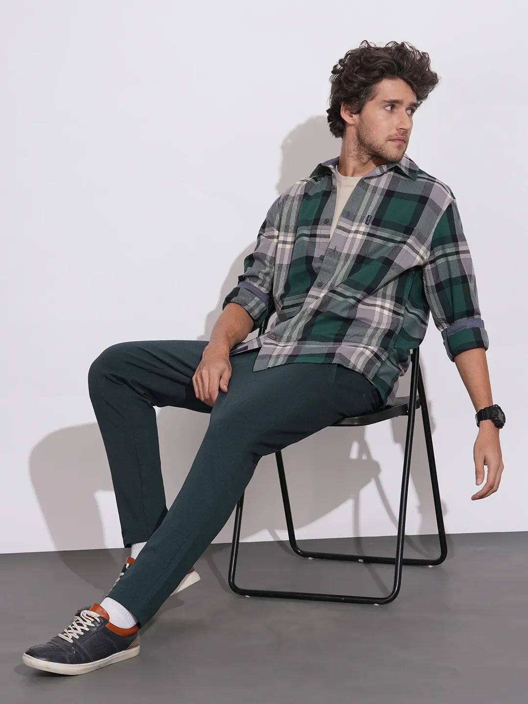 Petrol Cropped Fit Chinos For Men By Being Human Clothing - Image 4