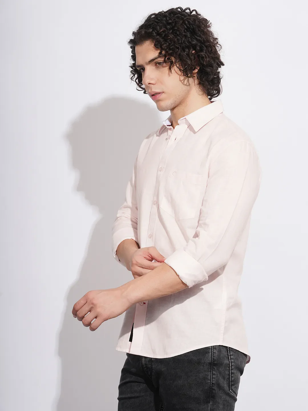 Pink Regular Fit Regular Collar Men's Shirt by Being Human Clothing - Image 2