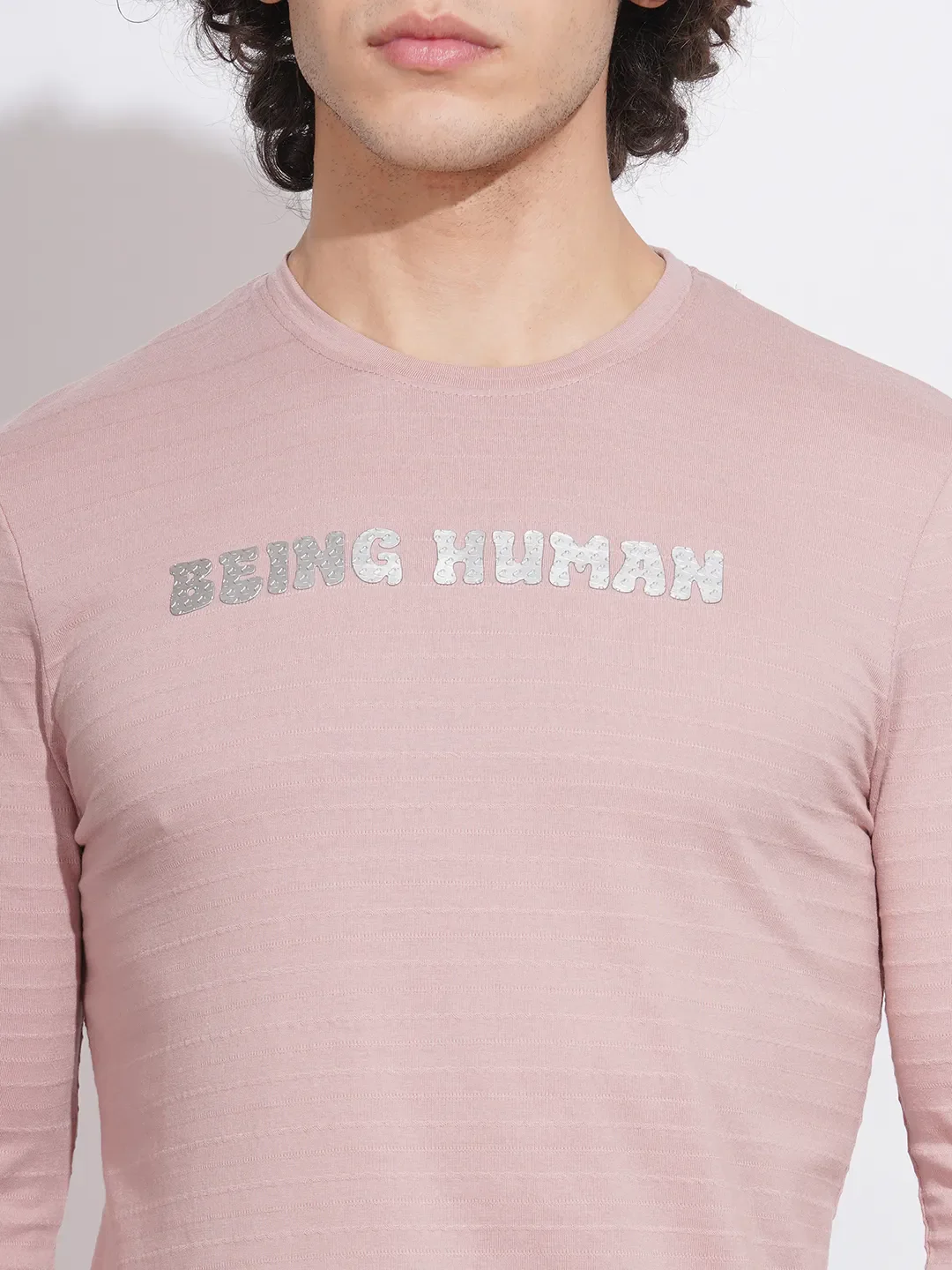 Pink Moderno Fit Men's Long Sleeves T-Shirt by Being Human Clothing - Image 5