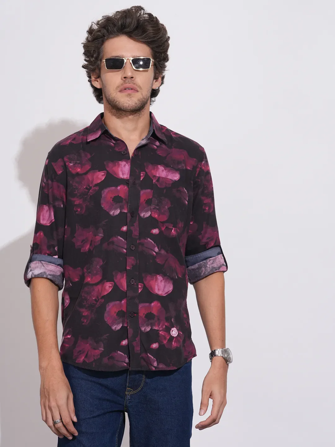 Red Moderno Fit Regular Collar Men's Shirt by Being Human Clothing - Image 6