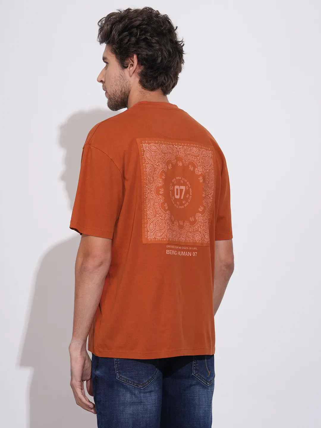 Rust Easy Fit Round Neck Men's T-Shirt by Being Human Clothing - Image 3