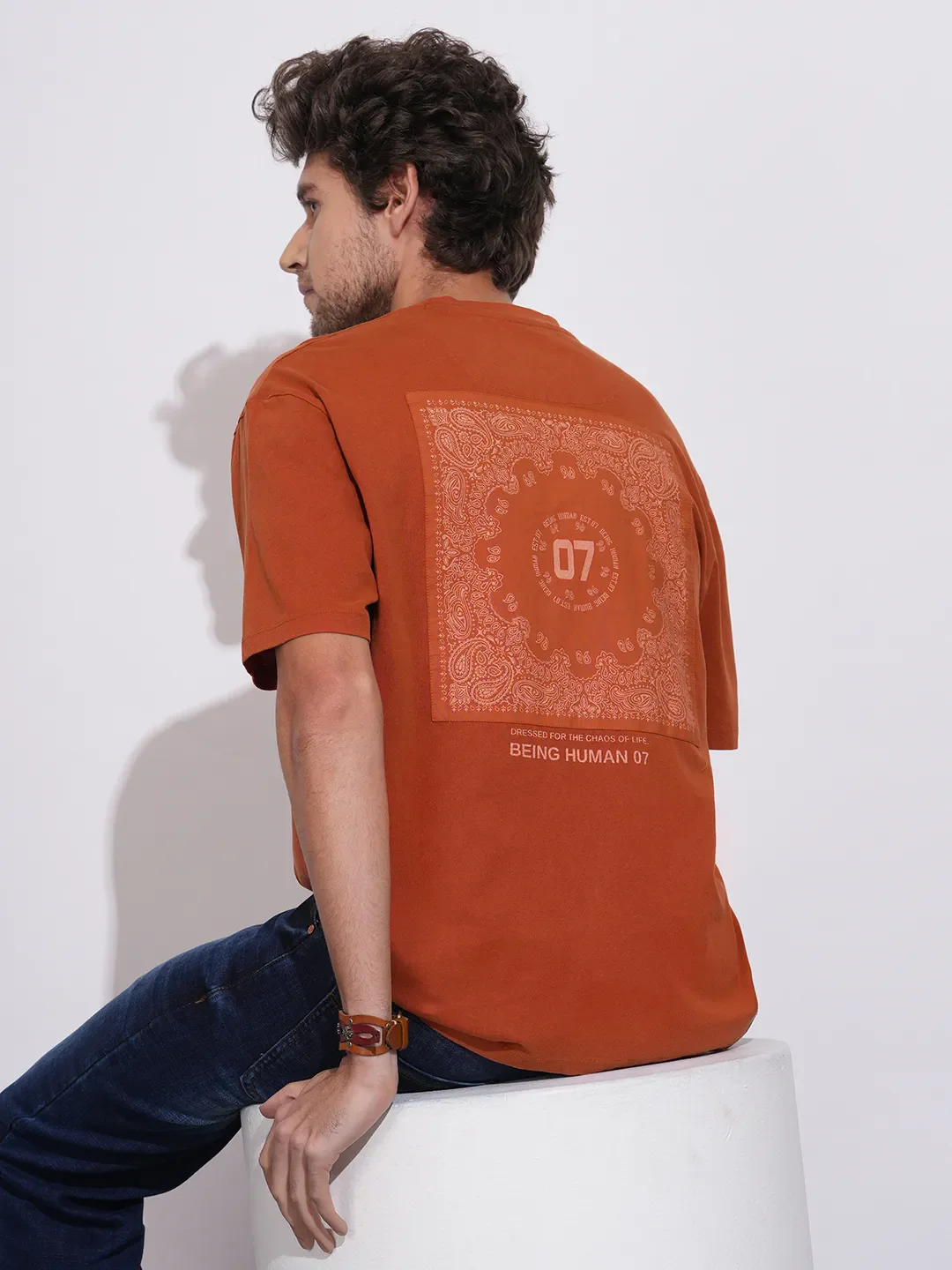 Rust Easy Fit Round Neck Men's T-Shirt by Being Human Clothing - Image 6