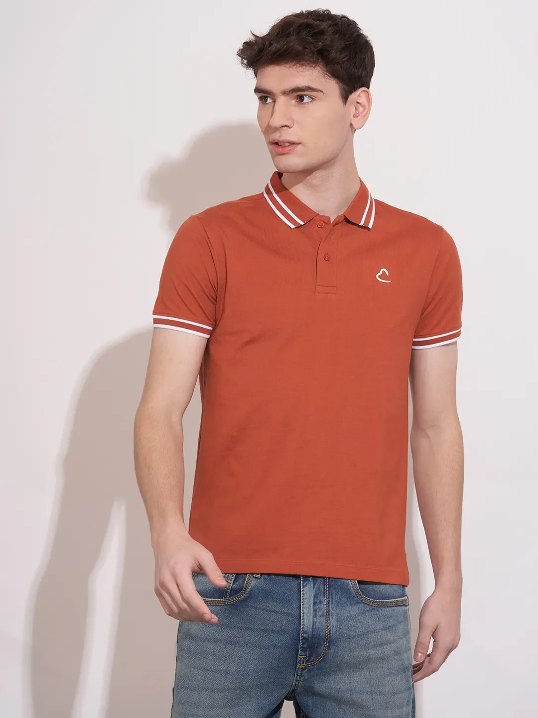 Rust Regular Fit Men's Polo T-Shirt by Being Human Clothing