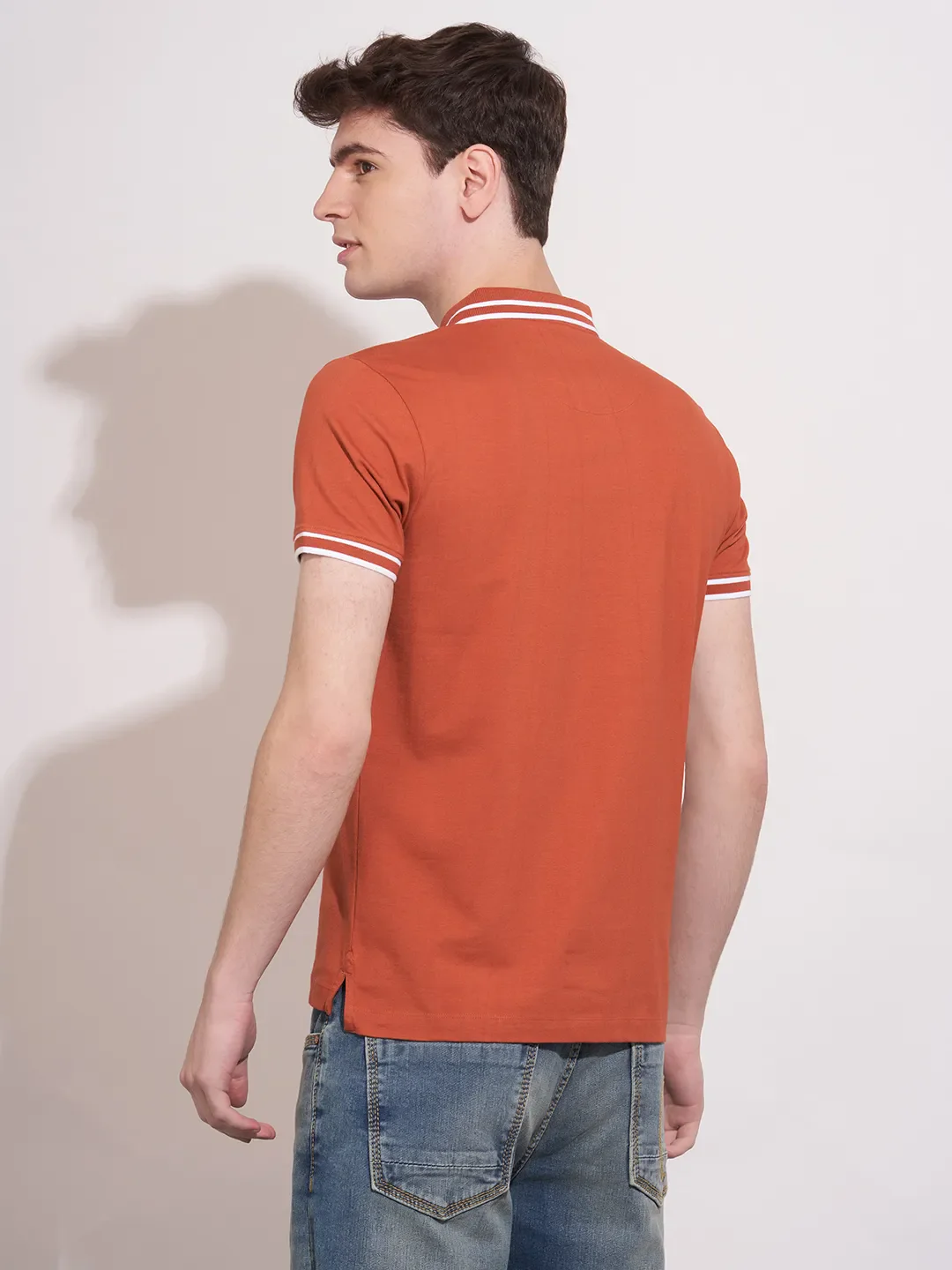 Rust Regular Fit Men's Polo T-Shirt by Being Human Clothing - Image 3