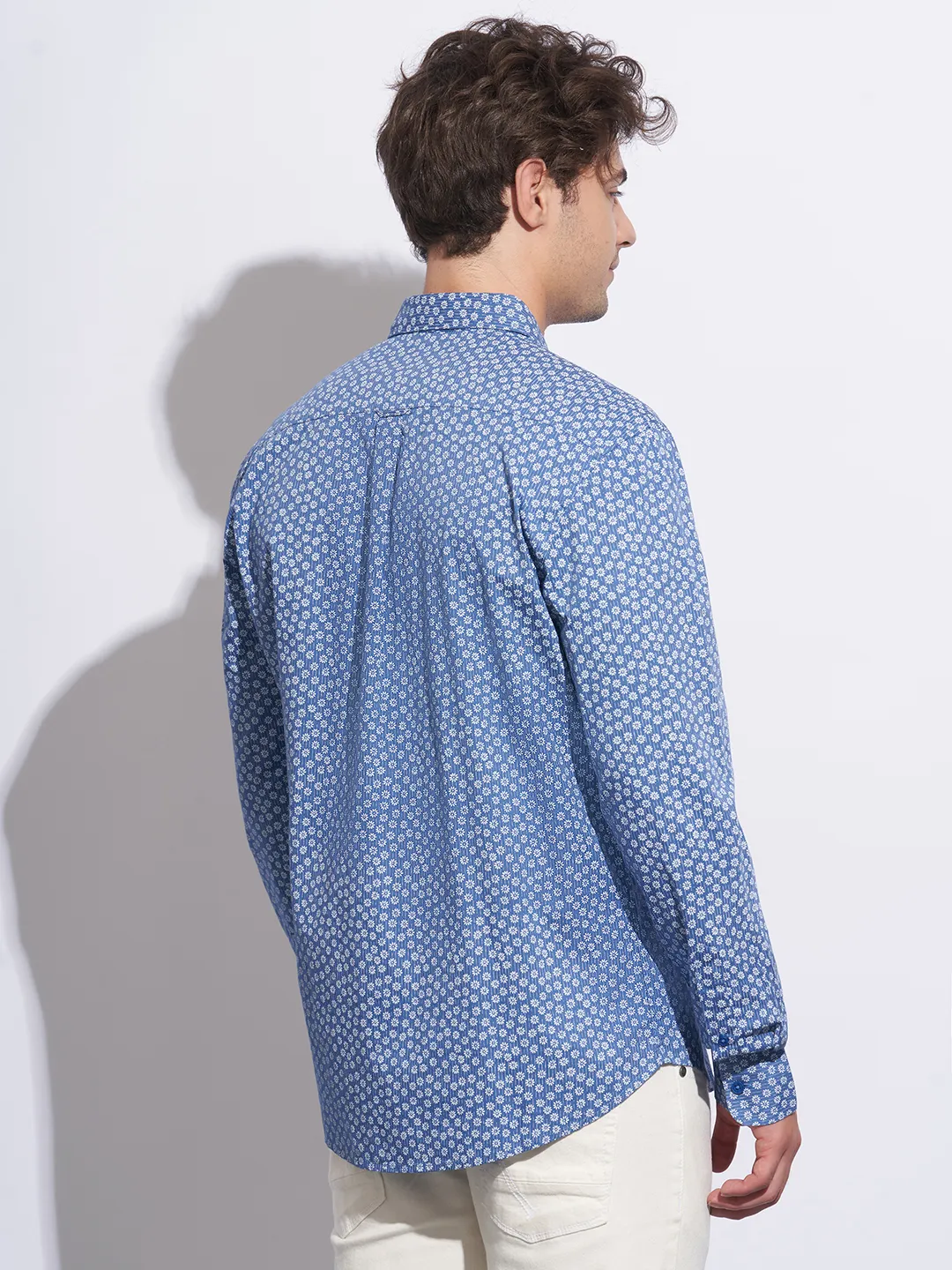 Blue Moderno Fit Regular Collar Long Sleeves Cotton Men's Shirt by Being Human Clothing - Image 3