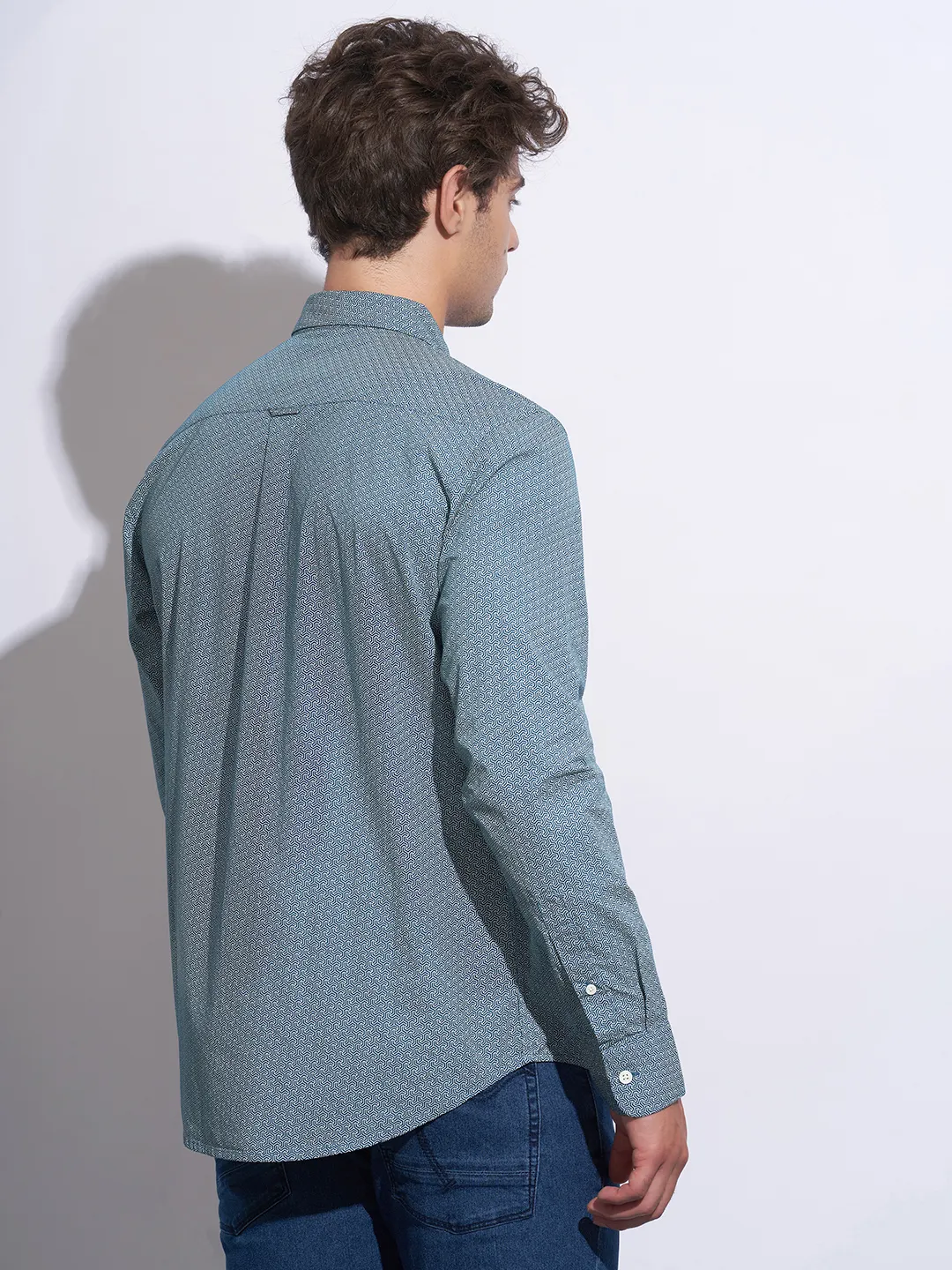 Green Moderno Fit Regular Collar Long Sleeves Cotton Men's Shirt by Being Human Clothing - Image 3