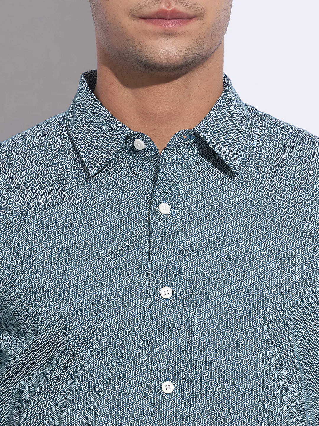 Green Moderno Fit Regular Collar Long Sleeves Cotton Men's Shirt by Being Human Clothing - Image 5