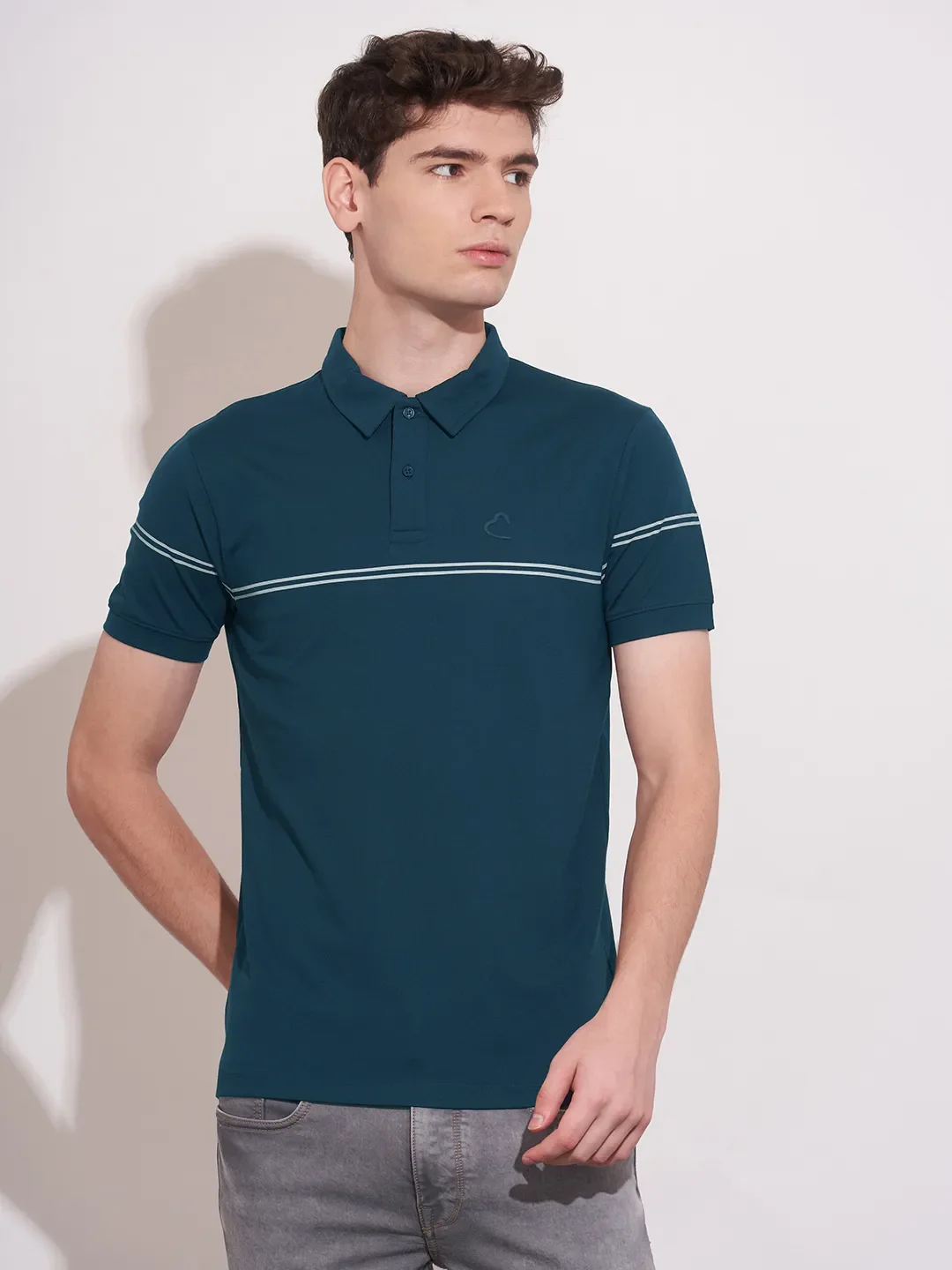 Teal Regular Fit Men's Polo T-Shirt by Being Human Clothing