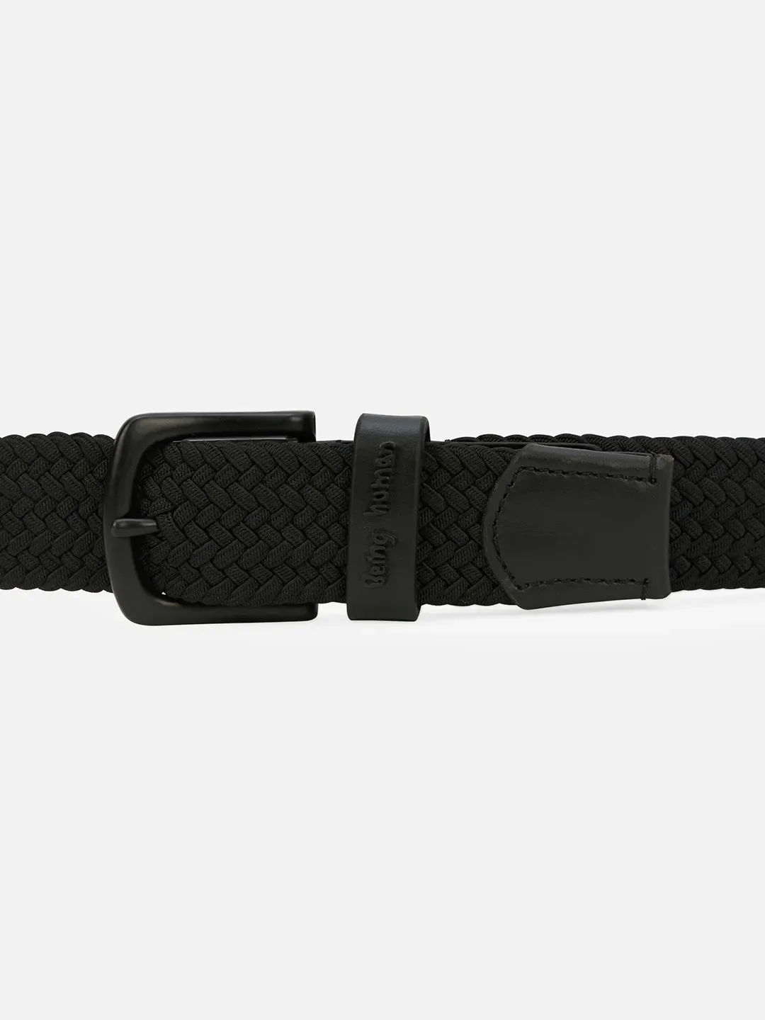 Black Polyester Blend Men's Belt By Being Human Clothing - Image 3