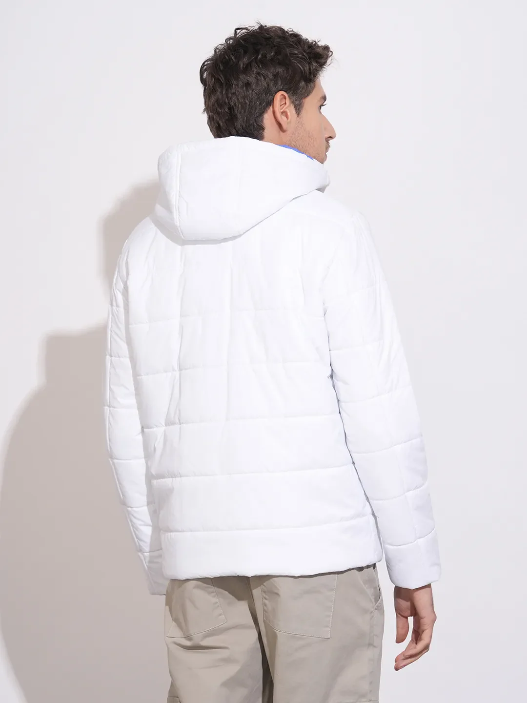White Regular Fit Long Sleeves Polyester Men's Jacket by Being Human Clothing - Image 3