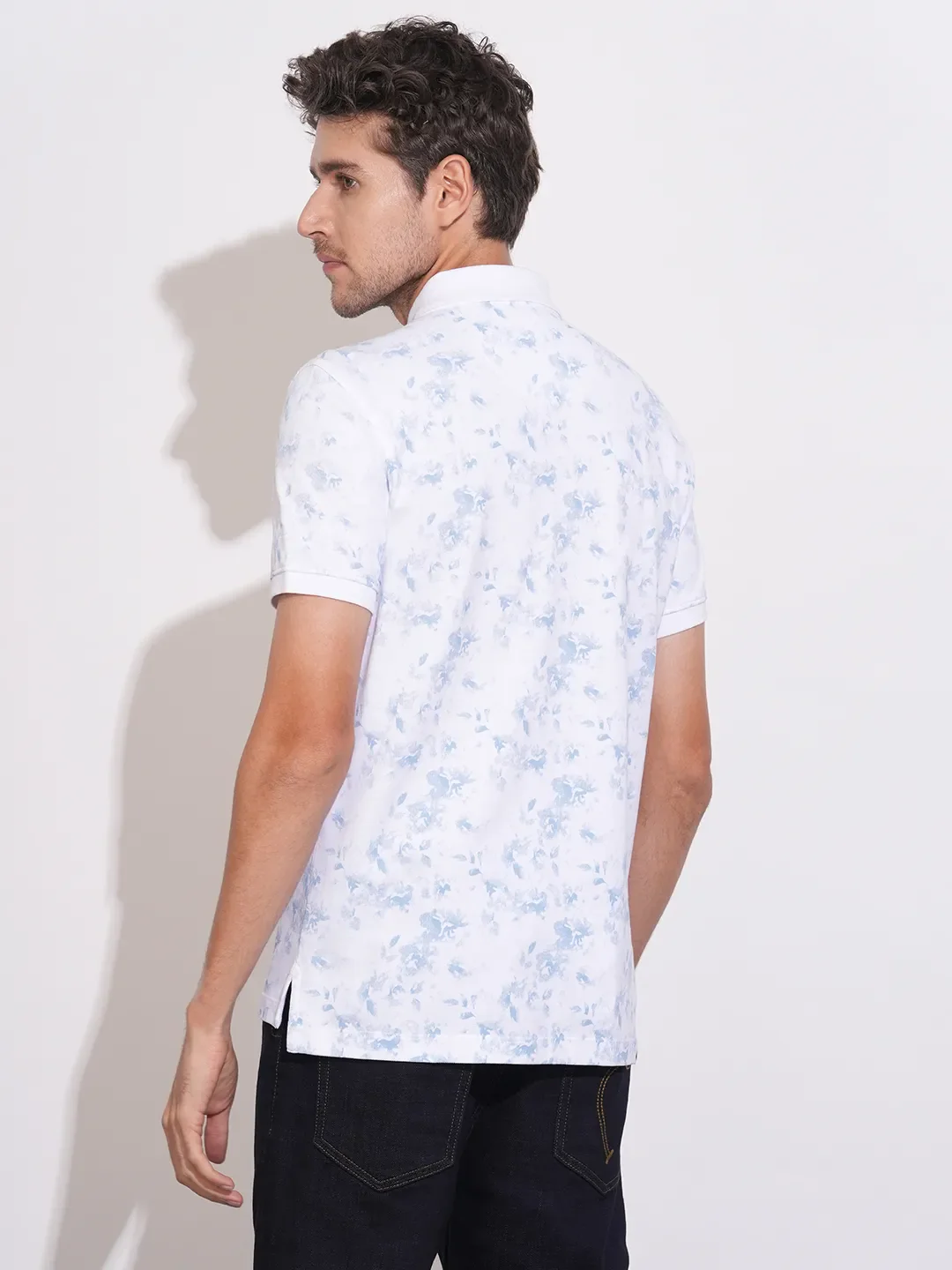White Regular Fit Men's Polo T-Shirt by Being Human Clothing - Image 3
