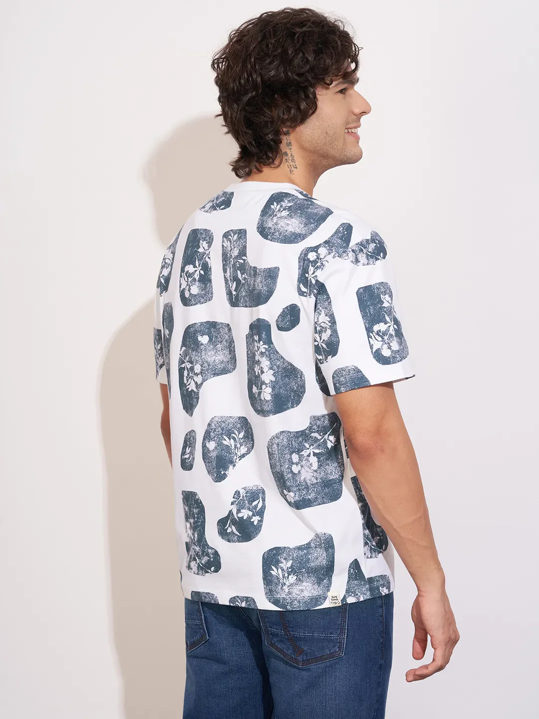 White Easy Fit Round Neck Men's T-Shirt by Being Human Clothing - Image 3