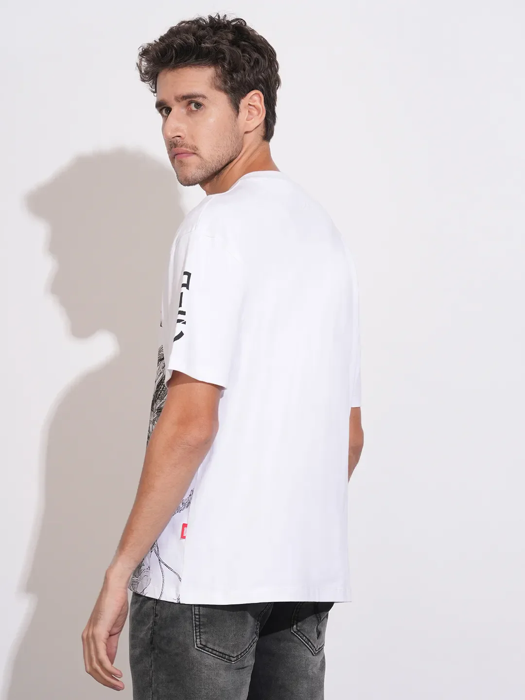 White Easy Fit Round Neck Men's T-Shirt by Being Human Clothing - Image 3