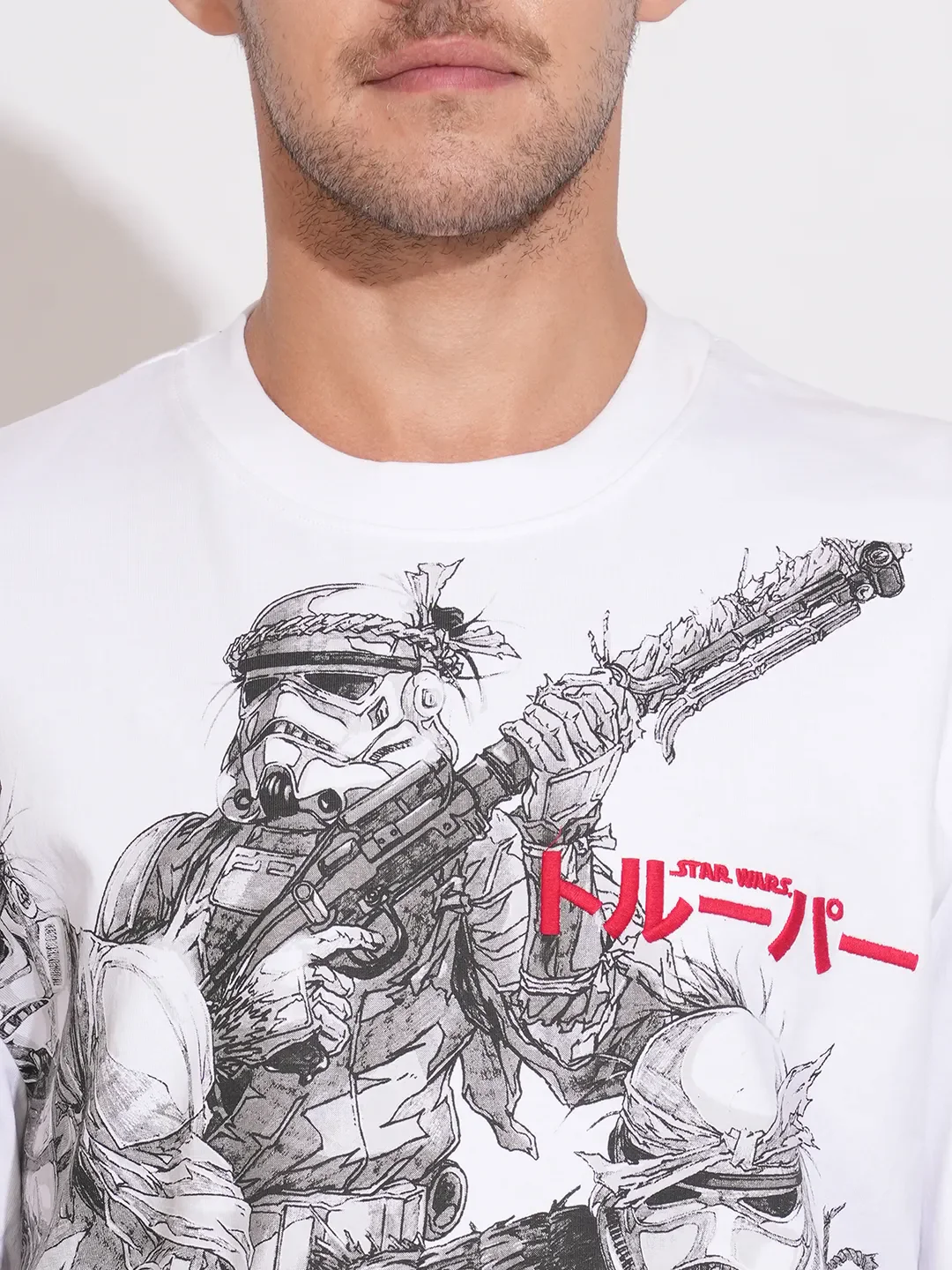 White Easy Fit Round Neck Men's T-Shirt by Being Human Clothing - Image 5