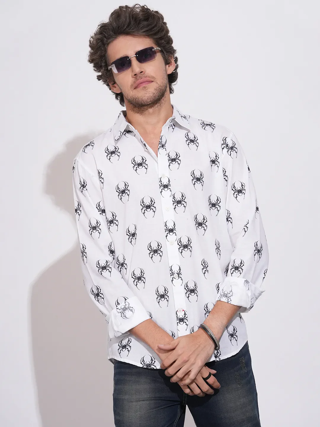 White Regular Fit Regular Collar Men's Shirt by Being Human Clothing - Image 6