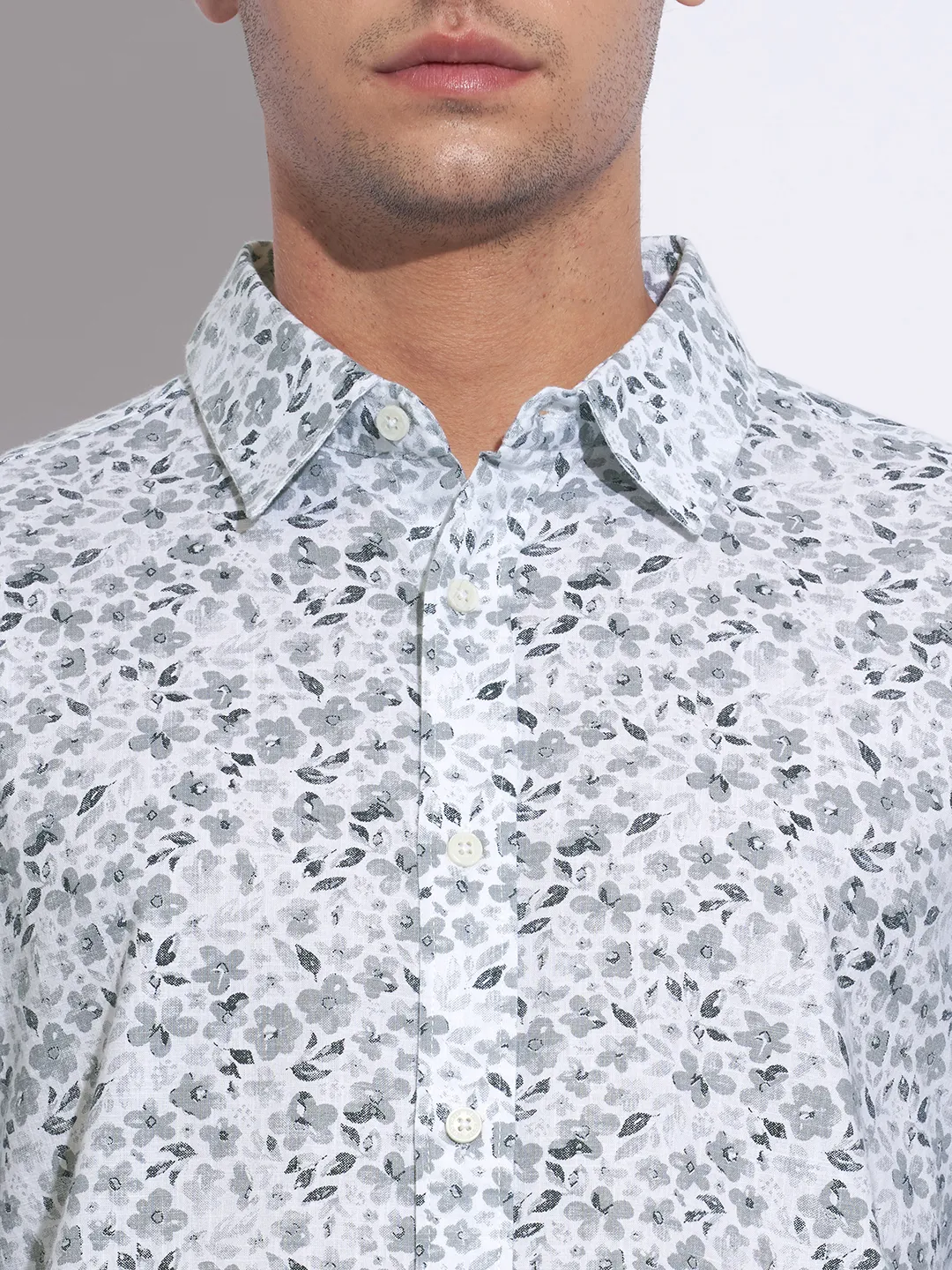 White Moderno Fit Regular Collar Long Sleeves Cotton Men's Shirt by Being Human Clothing - Image 5
