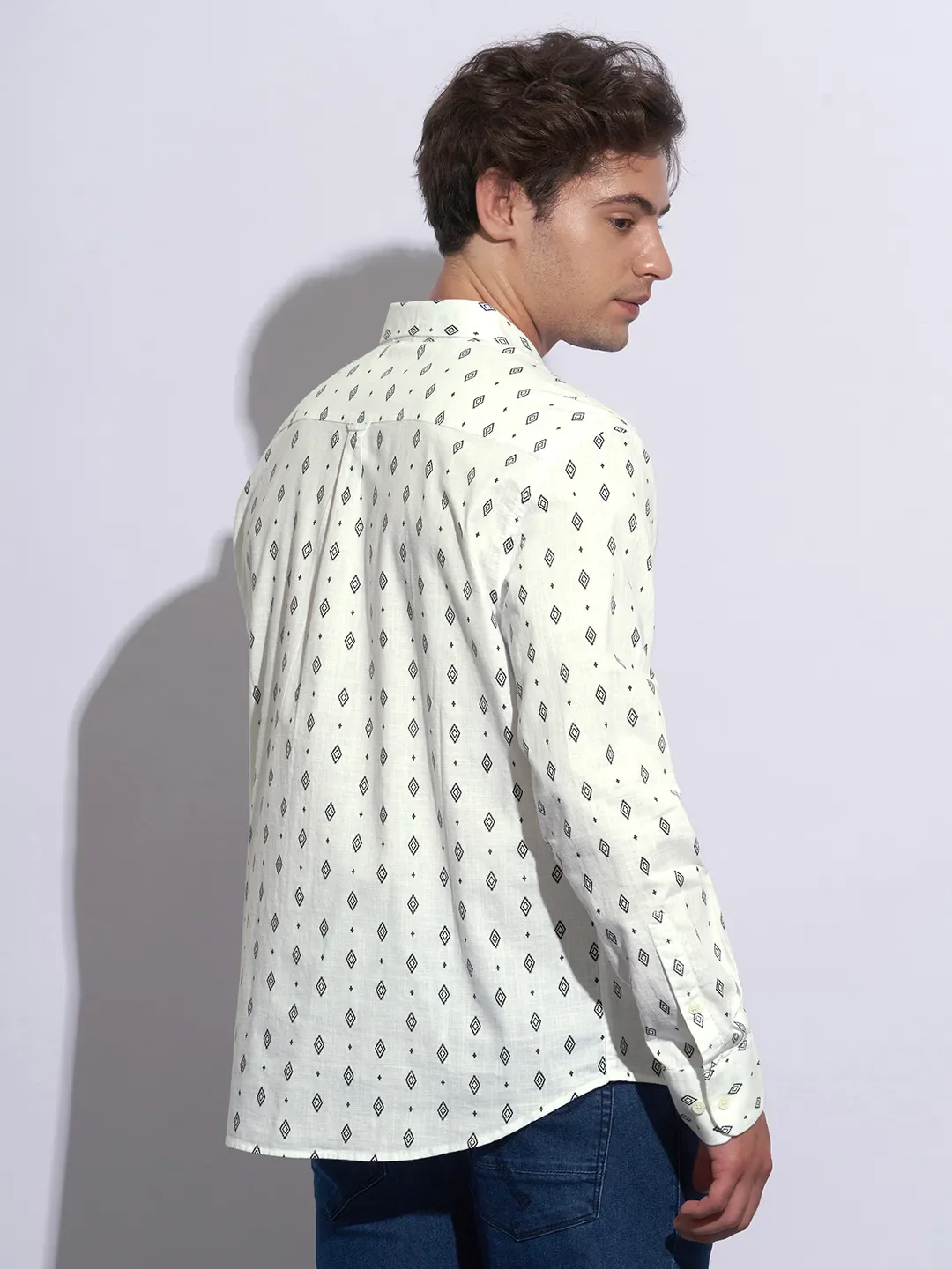 White Moderno Fit Regular Collar Long Sleeves Cotton Men's Shirt by Being Human Clothing - Image 3