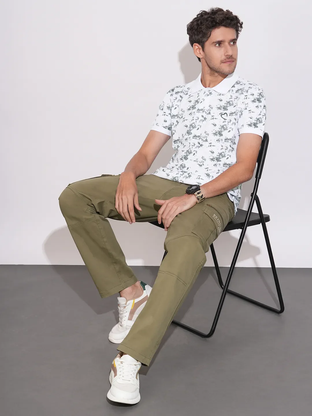 White Regular Fit Men's Polo T-Shirt by Being Human Clothing - Image 4