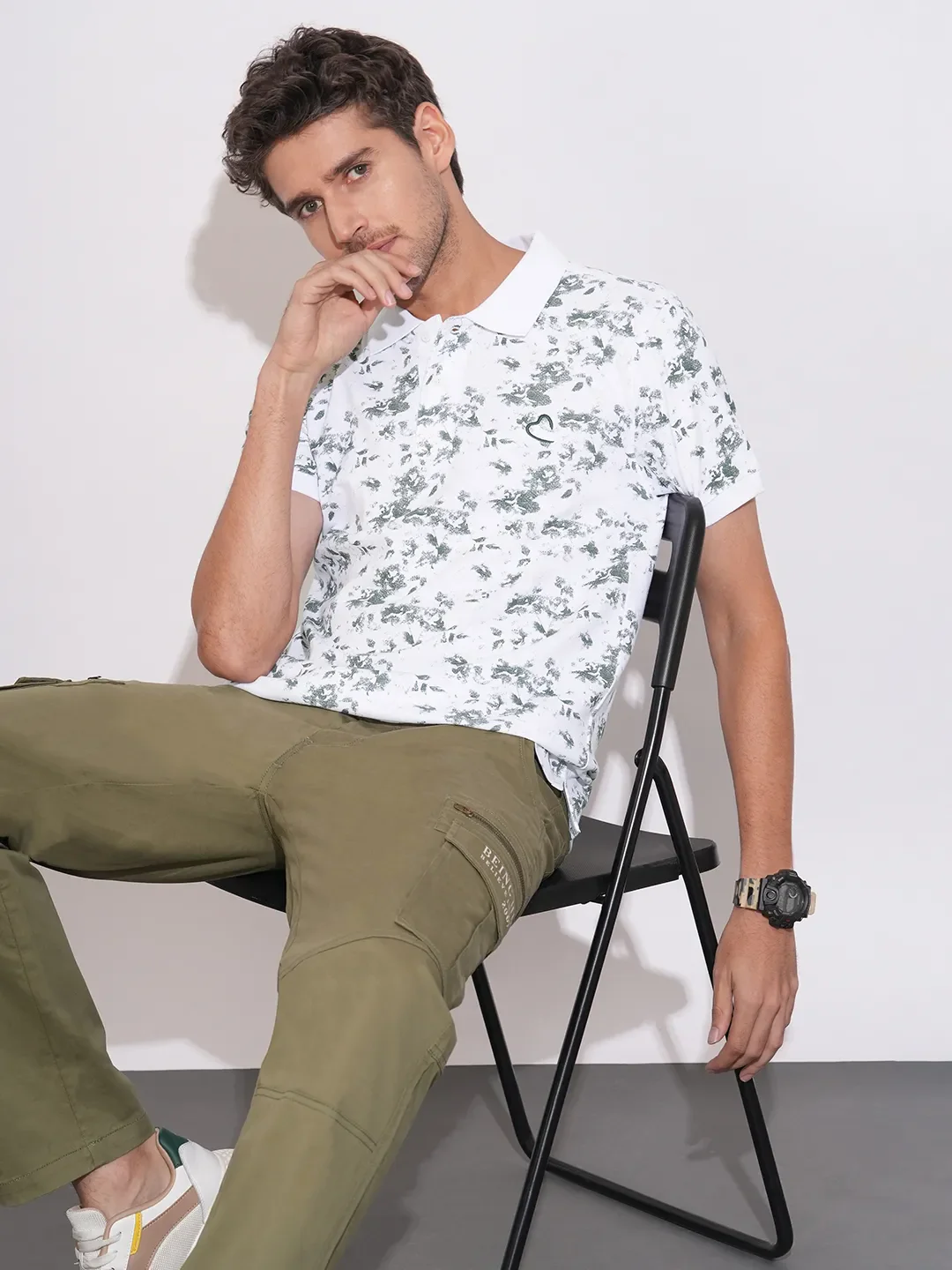 White Regular Fit Men's Polo T-Shirt by Being Human Clothing - Image 6