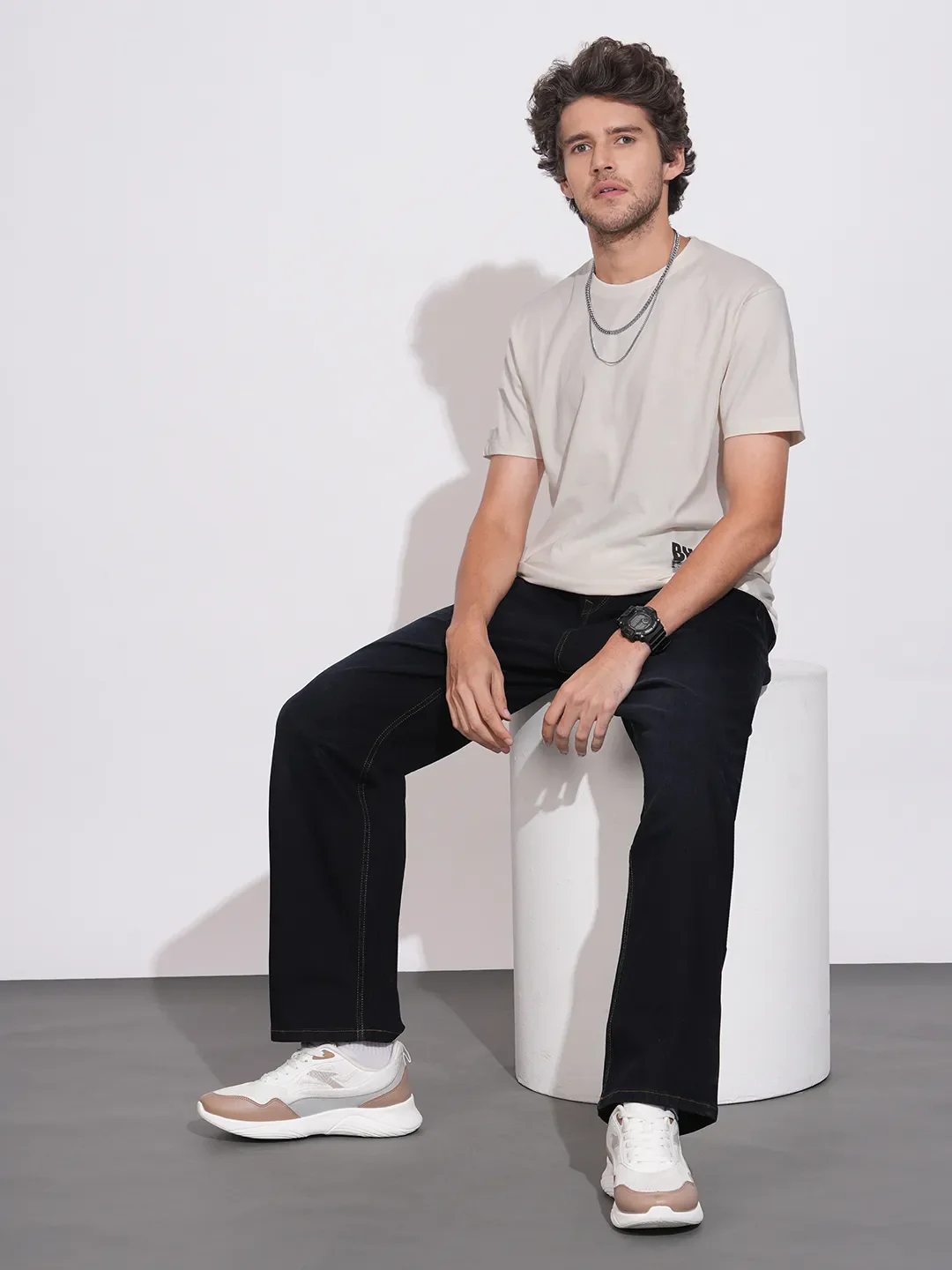 White Regular Fit Round Neck Men's T-Shirt by Being Human Clothing - Image 4