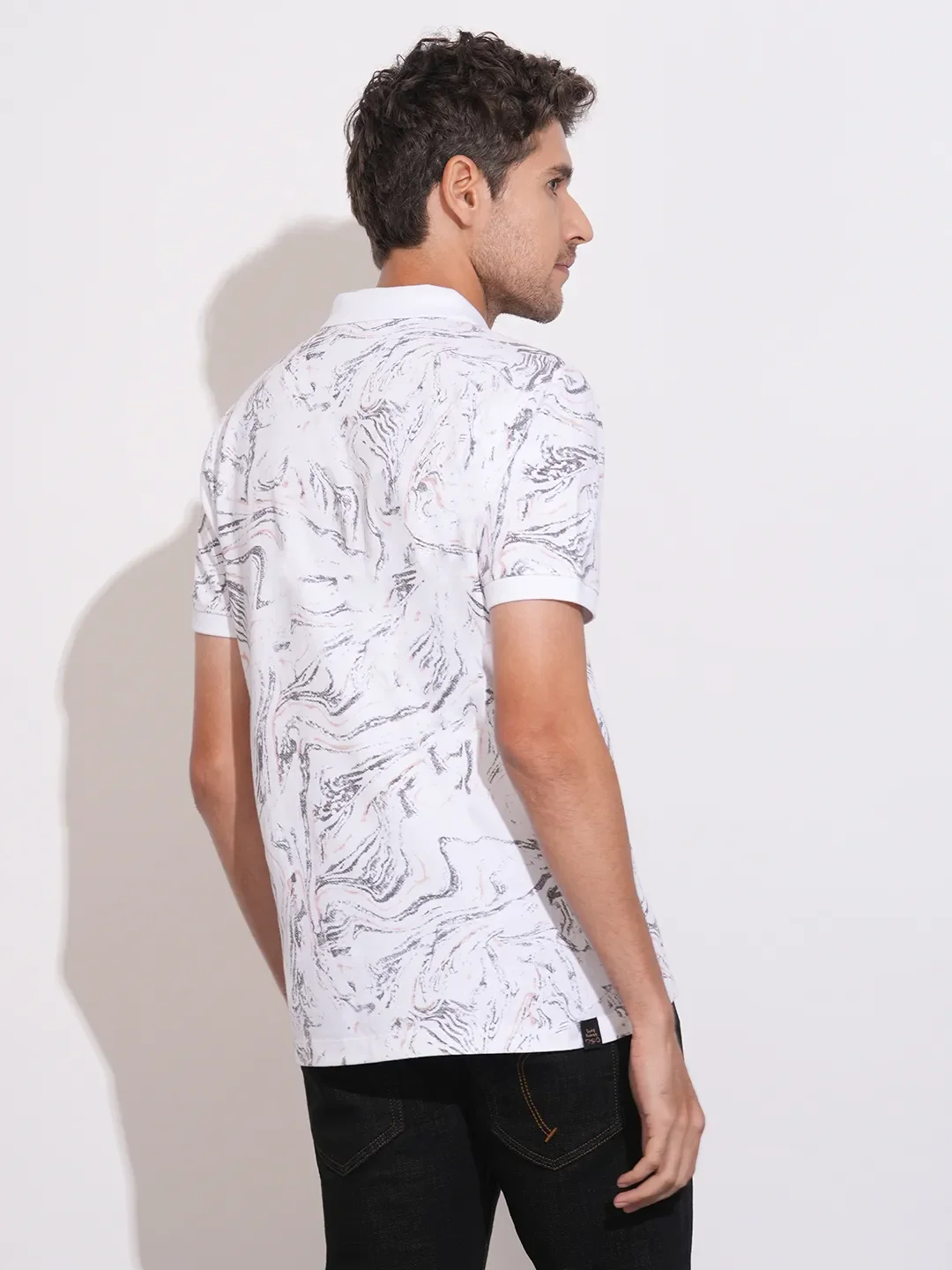 White Regular Fit Men's Polo T-Shirt by Being Human Clothing - Image 3