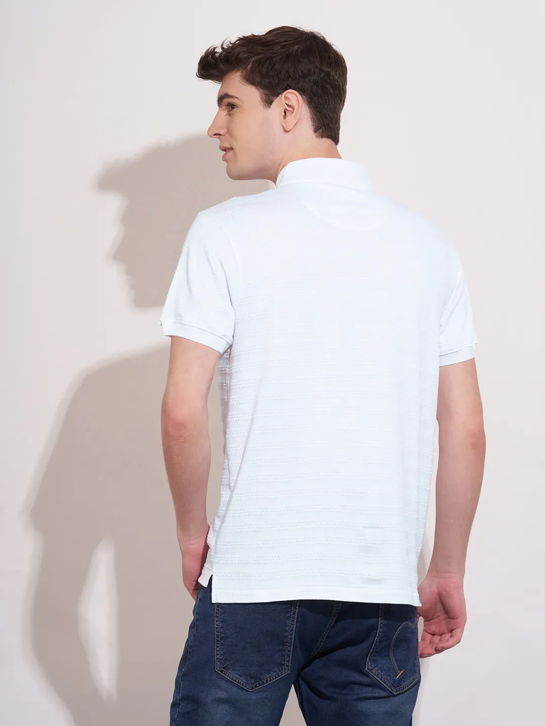 White Regular Fit Men's Polo T-Shirt by Being Human Clothing - Image 3