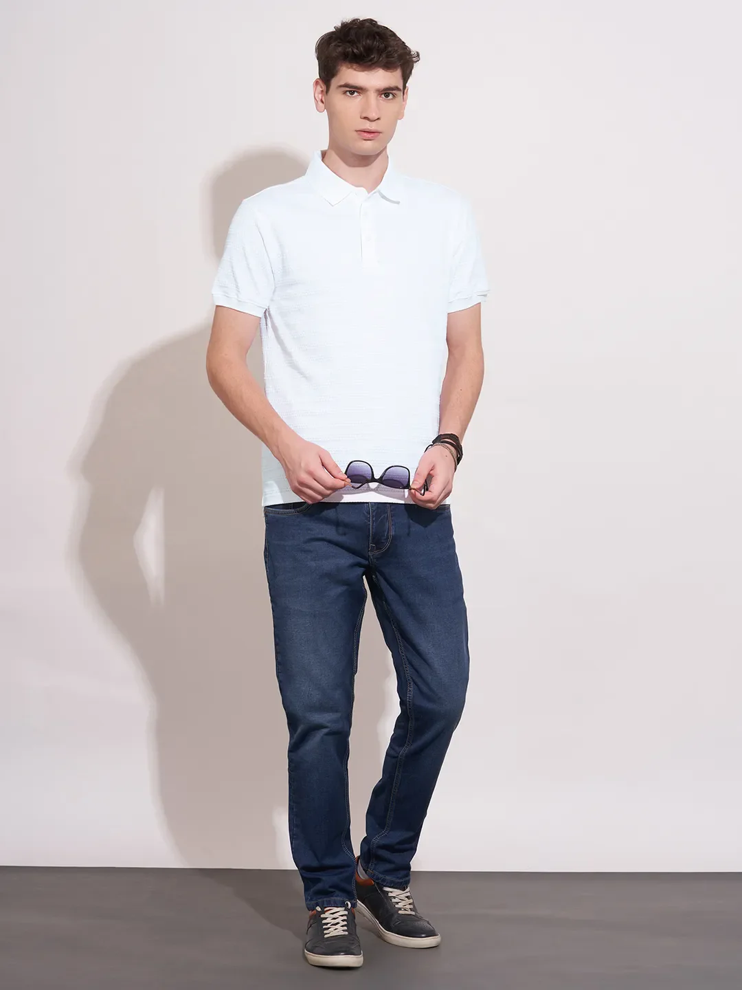 White Regular Fit Men's Polo T-Shirt by Being Human Clothing - Image 4
