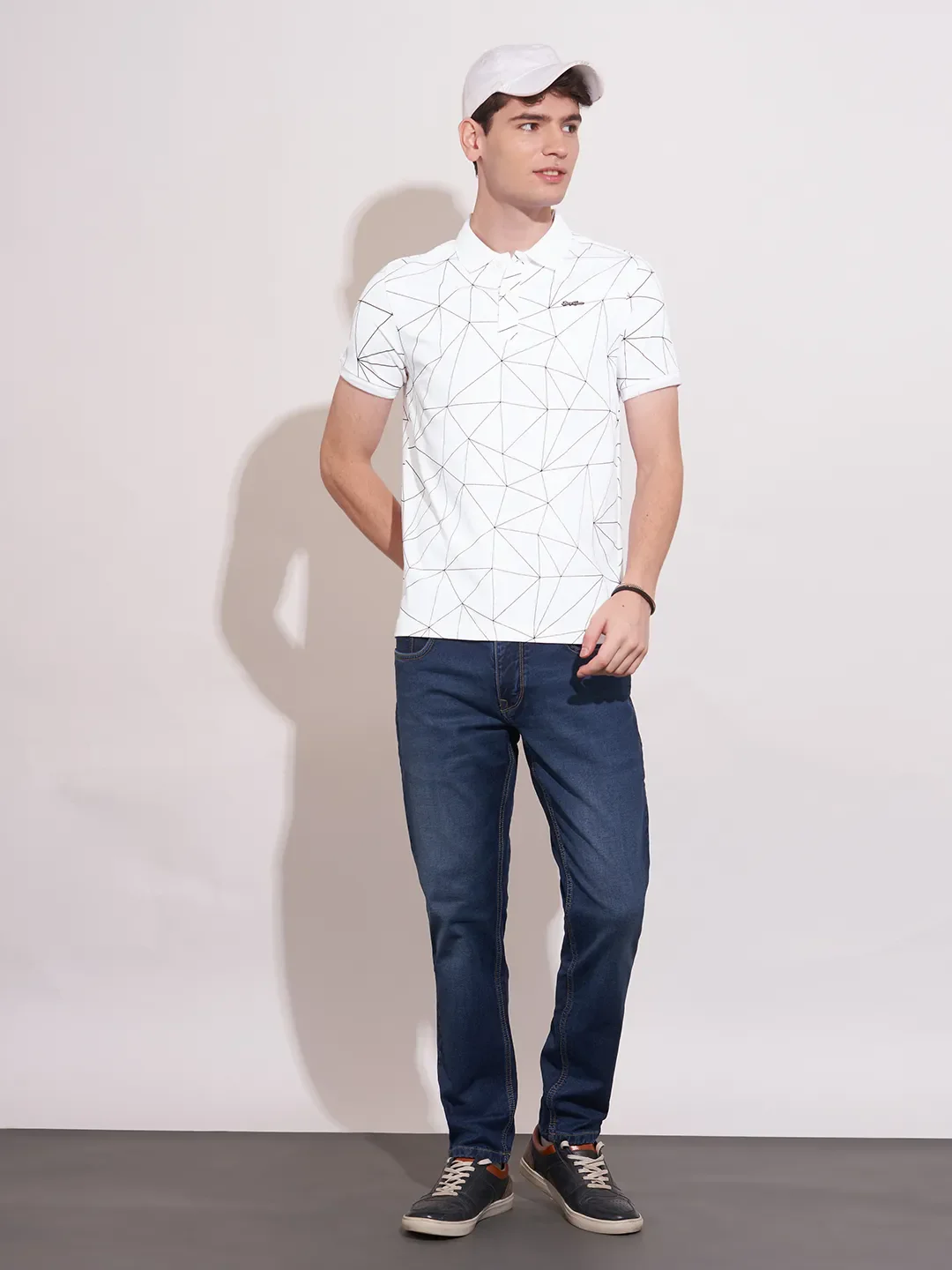 White Regular Fit Men's Polo T-Shirt by Being Human Clothing - Image 4
