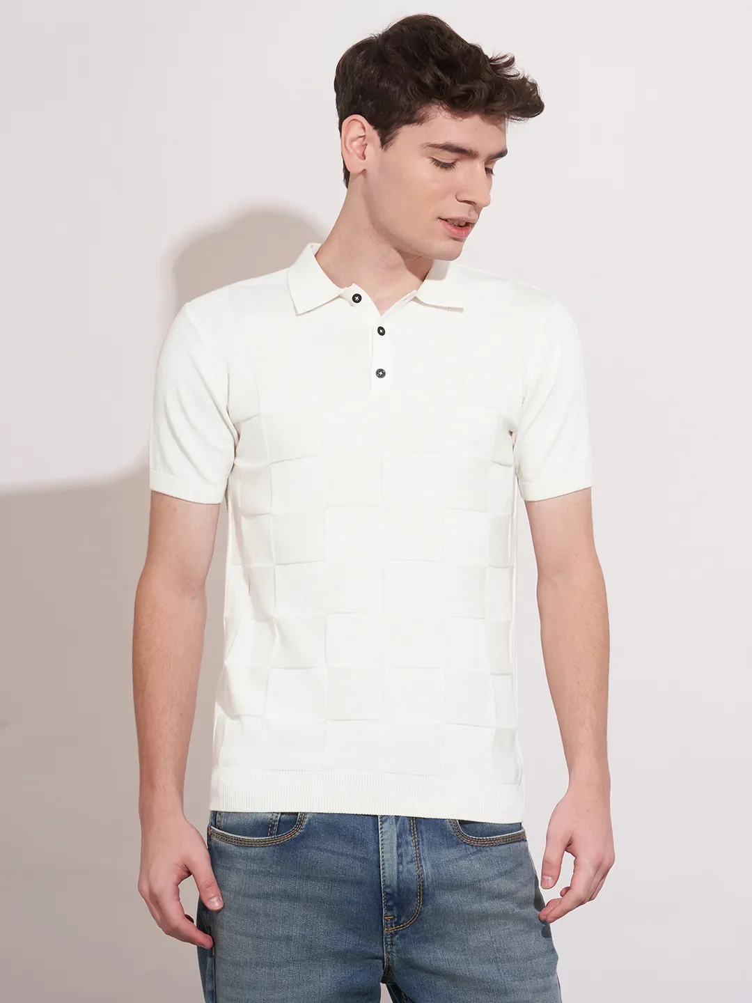 White Regular Fit Men's Polo T-Shirt by Being Human Clothing
