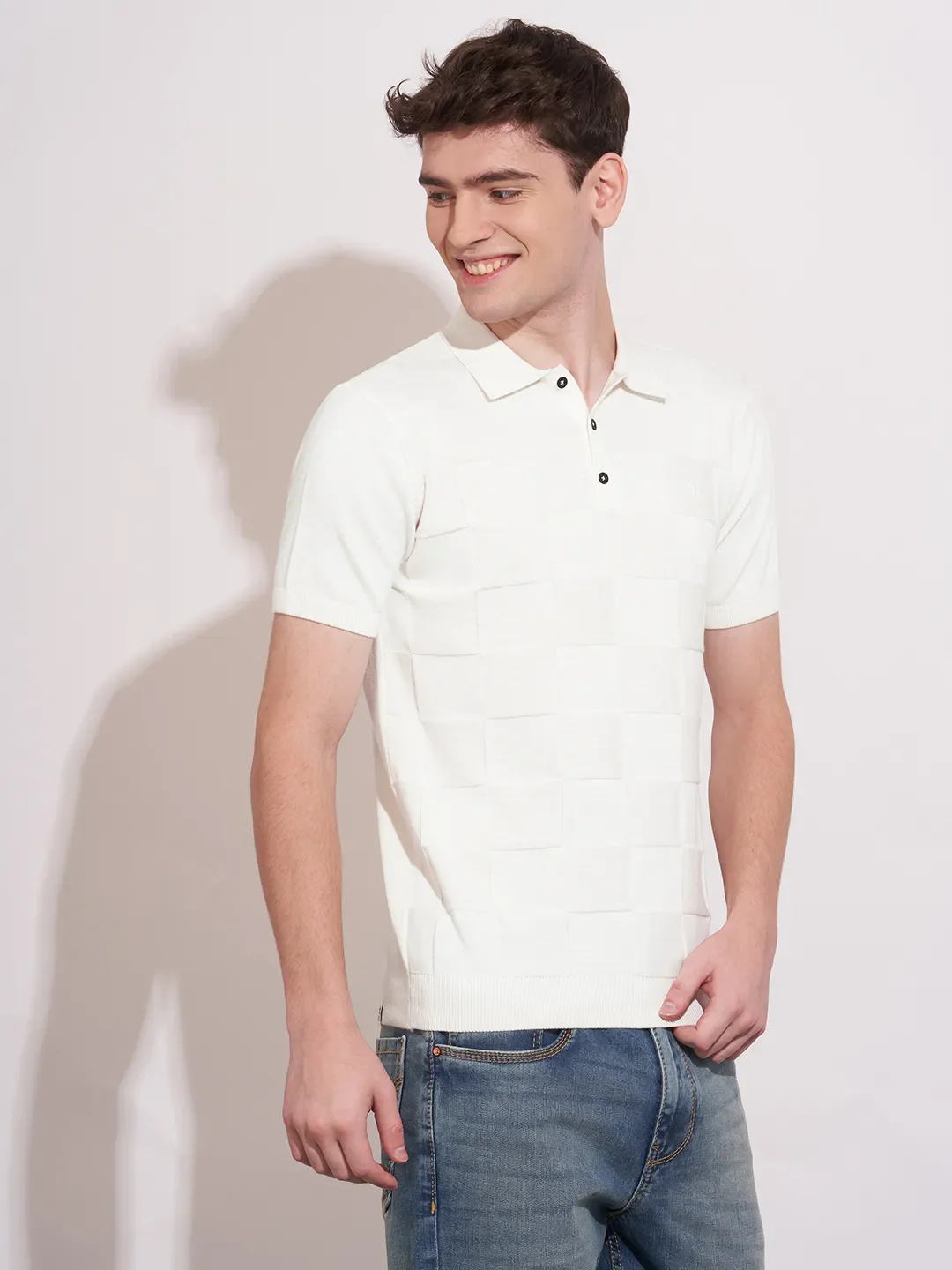 White Regular Fit Men's Polo T-Shirt by Being Human Clothing - Image 2