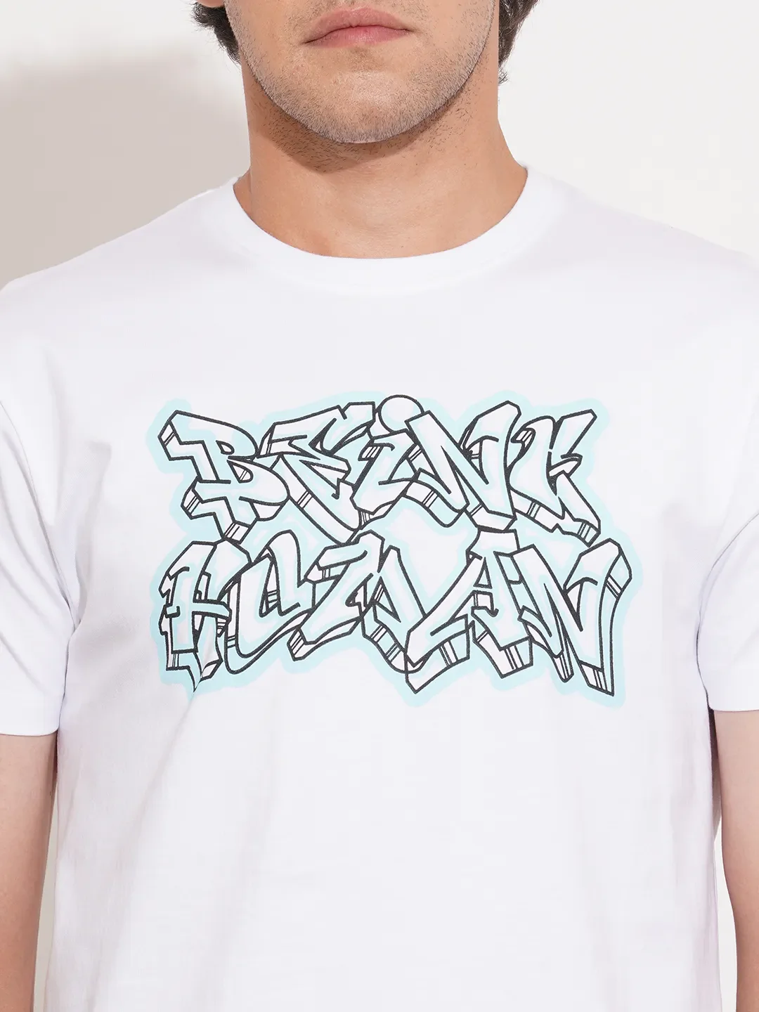 White Moderno Fit Round Neck Men's T-Shirt by Being Human Clothing - Image 5